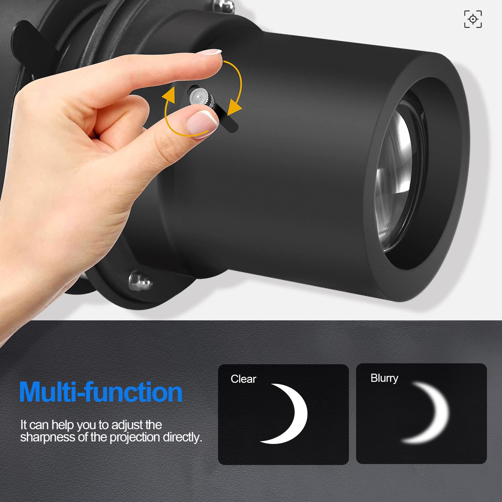 Wellmaking Bowens Mount Optical Snoot Conical, Flash Projector Attachment, Spotlight Snoot Photography Video Artist Modelling Shape Light Studio With Optical Lens Various Gobos Photography Accessories