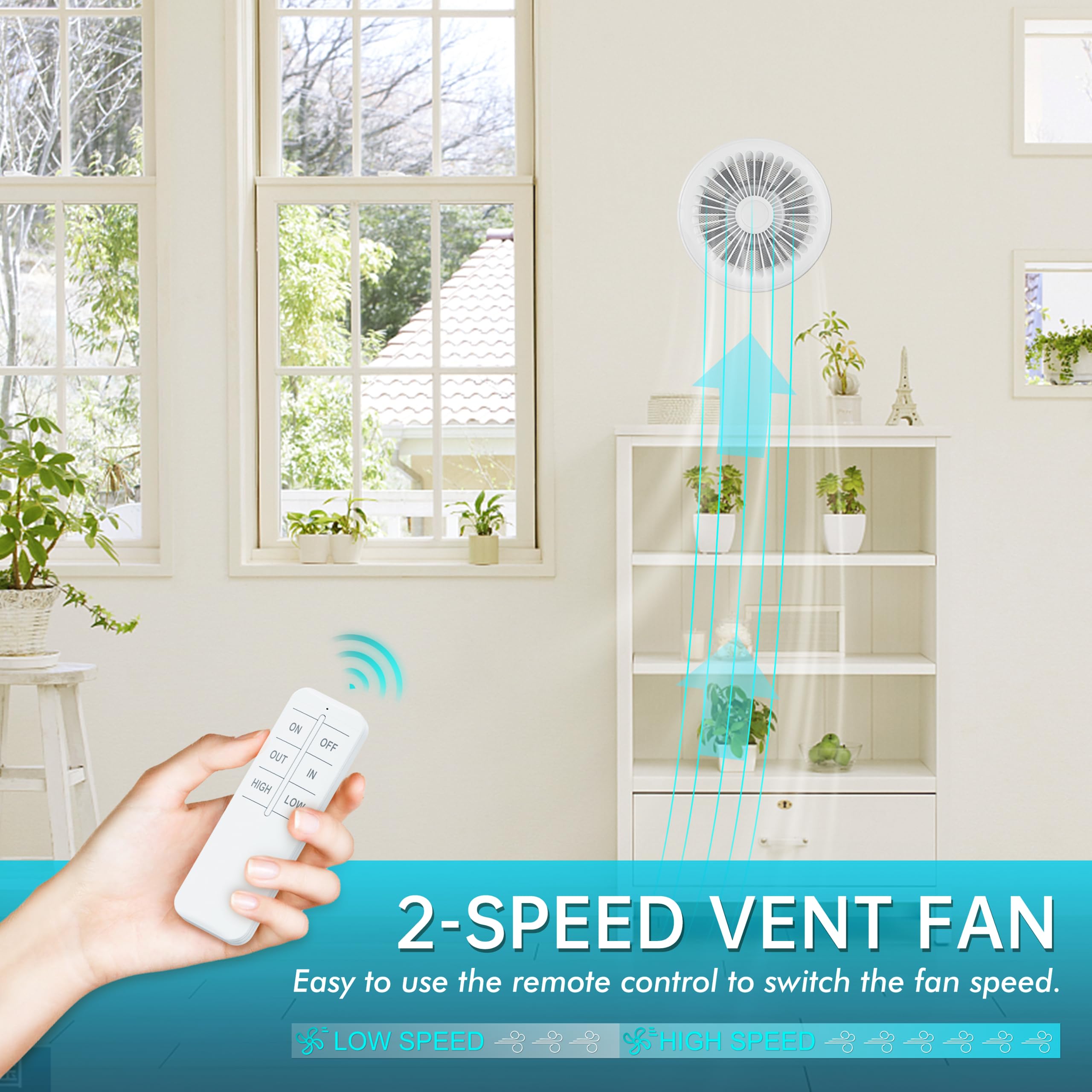 HG Power 6" Reversible Exhaust Fan with Remote Control, White, Plastic, Model SX150M, 3-Speed, Ideal for Home, Garage, Basement, Office