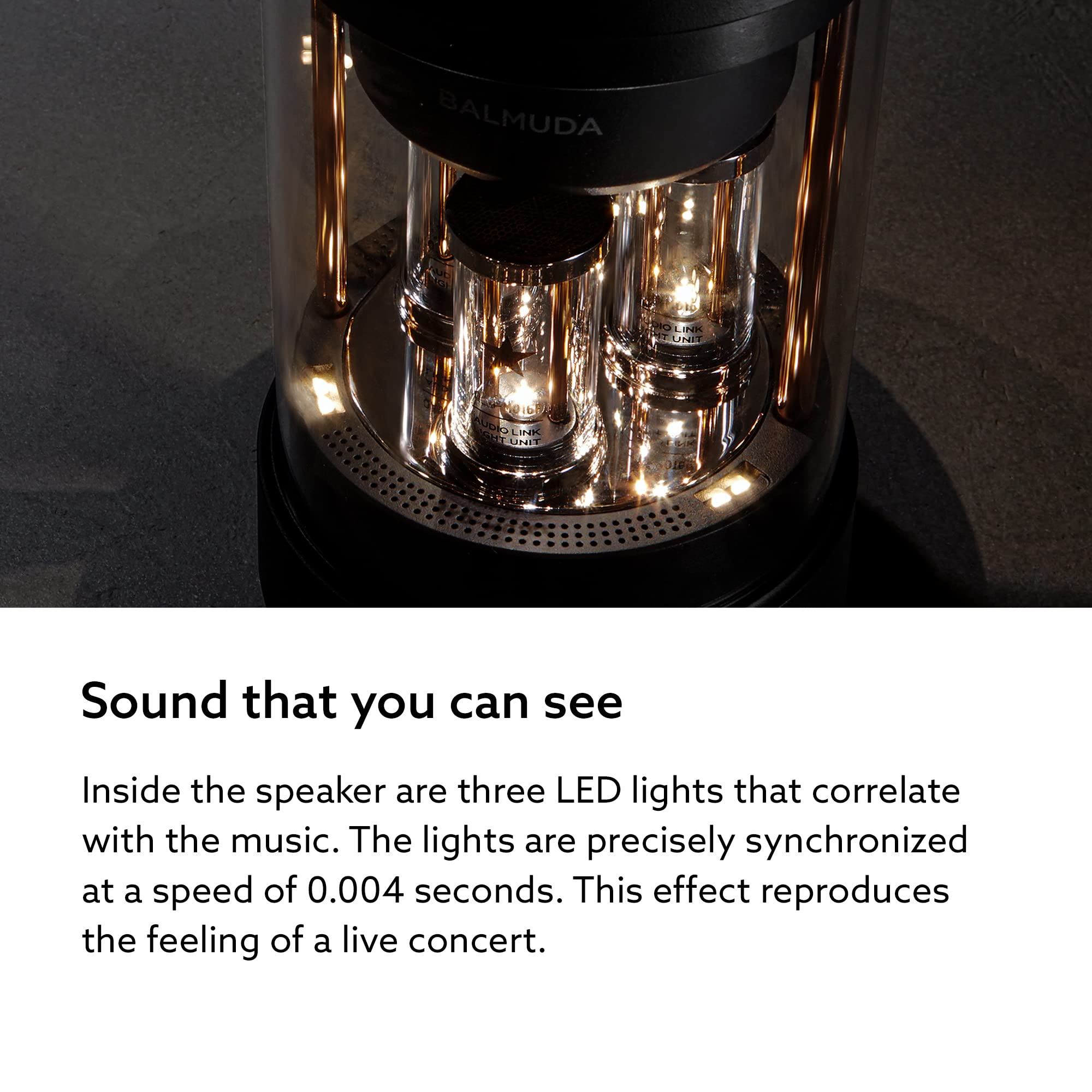 Balmuda The Speaker | Portable Bluetooth Speaker | 3D Crystal Sound & Led Light Show | Rechargeable | Usb C | 3 Light Modes: Candle, Ambient, & Beat | 7 Hour Playtime For Live Concert Feel At Home