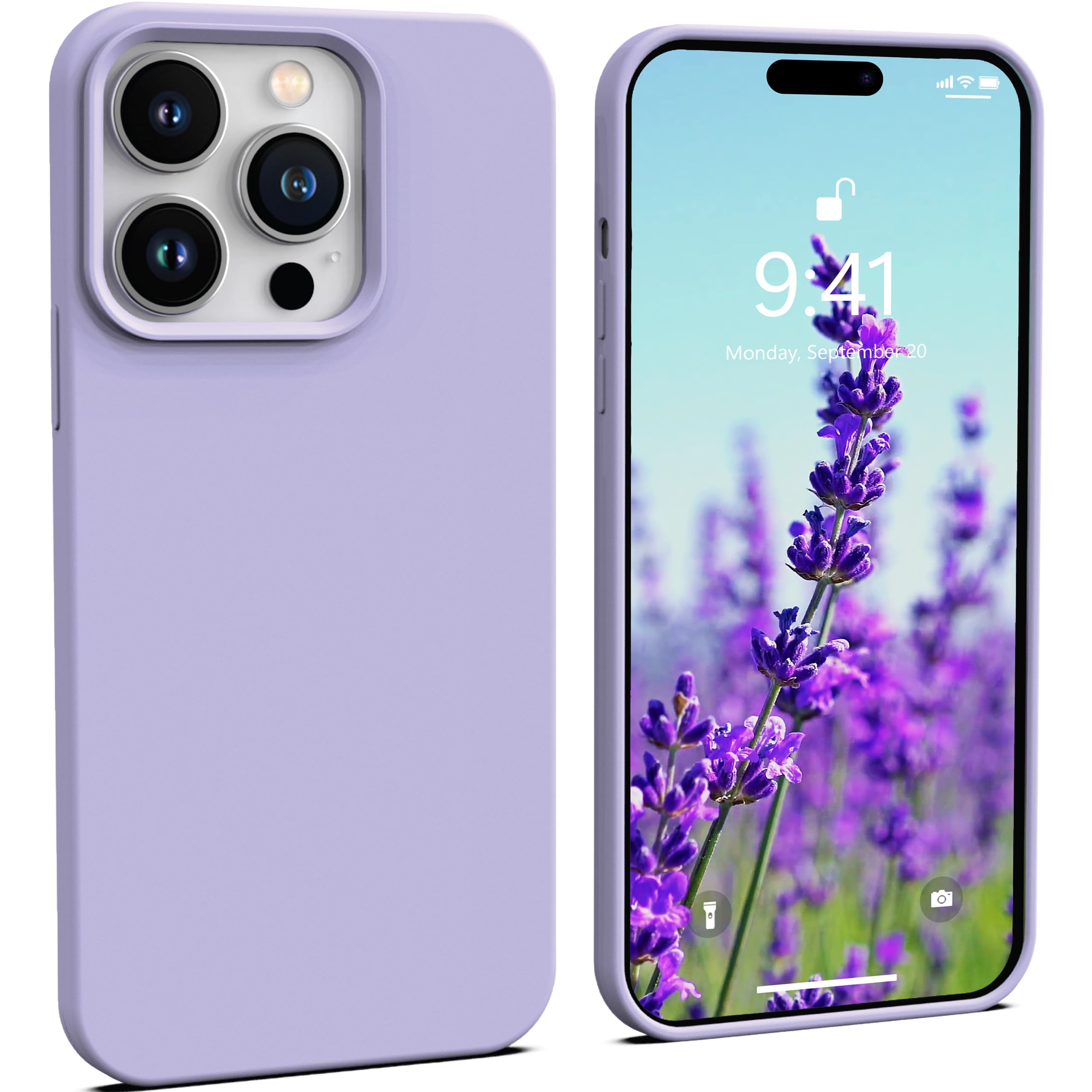 IceSword iPhone 14 Pro Case Liquid Silicone Shockproof Protective Lavender Purple 6.1 inch
