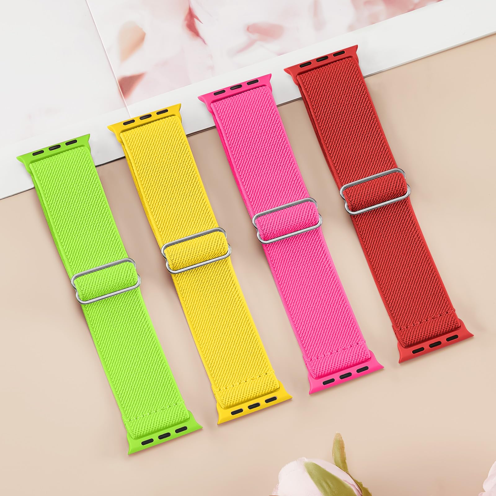 Stretchy Nylon Solo Loop Bands Compatible With Apple Watch 38Mm 40Mm 41Mm 42Mm 44Mm 45Mm 46Mm 49Mm, Sport Elastic Wristbands Wom