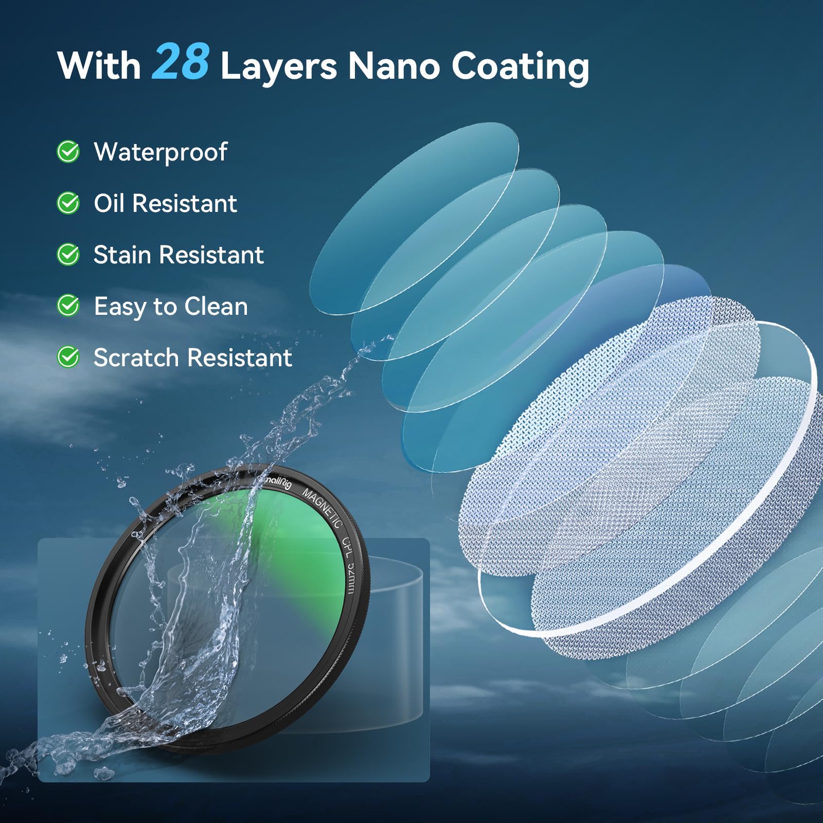 Smallrig 52Mm Magnetic Circular Polarizers Filter Kit (Magnetic Polarizing Filter + Universal Magnetic Filter Ring), Hd Optical