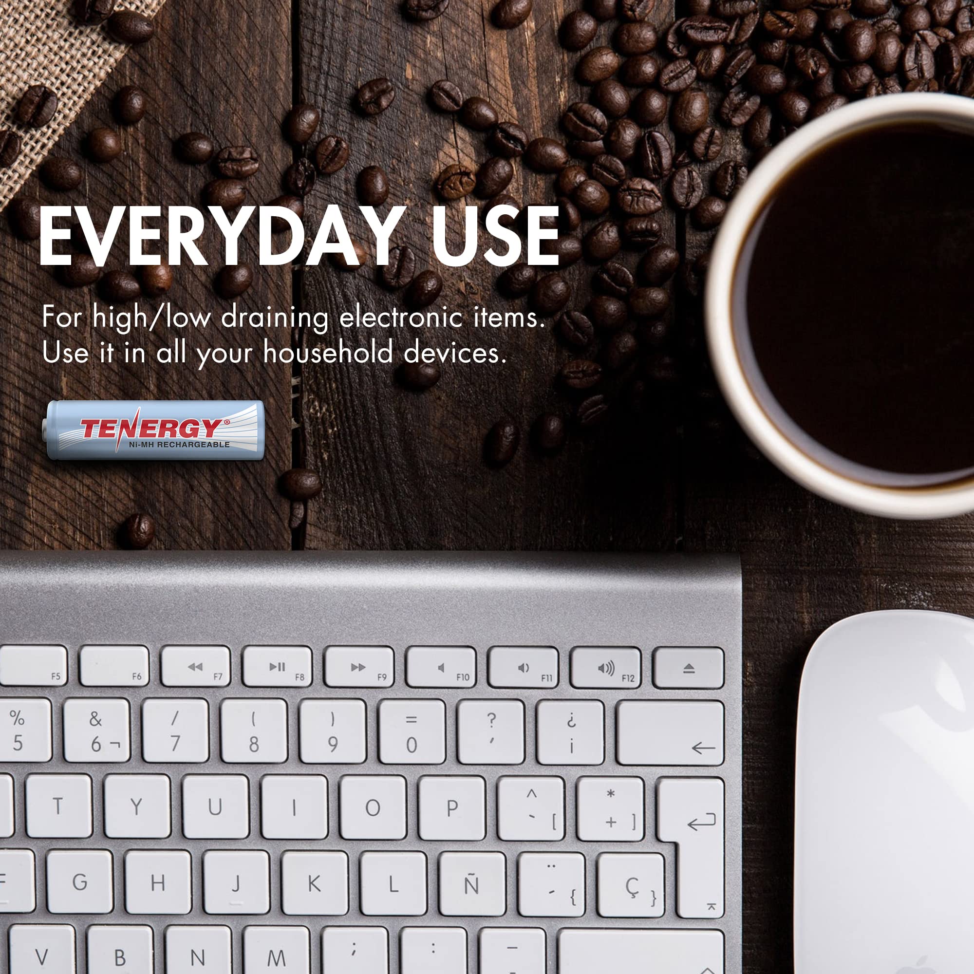 Tenergy Aa Rechargeable Battery, High Capacity 2500Mah Nimh Aa Battery, 1.2V Double A Batteries, 12 Pack