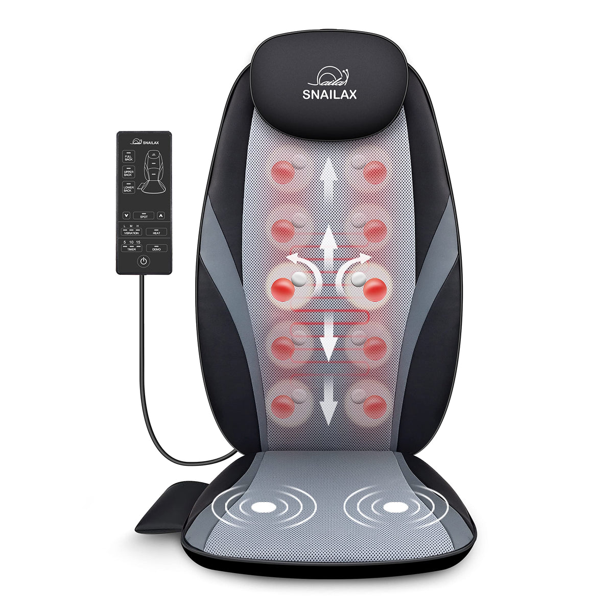 Snailax Shiatsu Massage Cushion With Heat Massage Chair Pad Kneading Back Massager For Home Office Seat Use