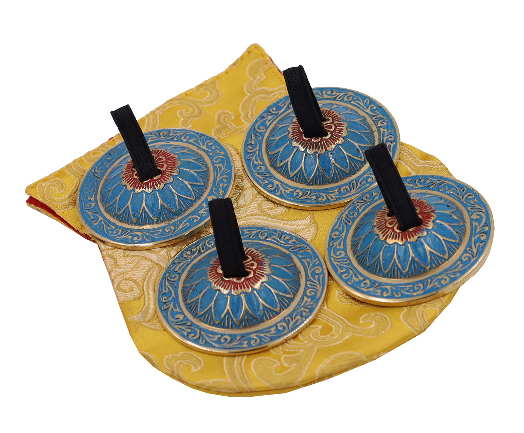 2 Pairs Pro Brass Fingers Cymbal Zills Belly Dancing Free Silk Pouch (Turquoise)