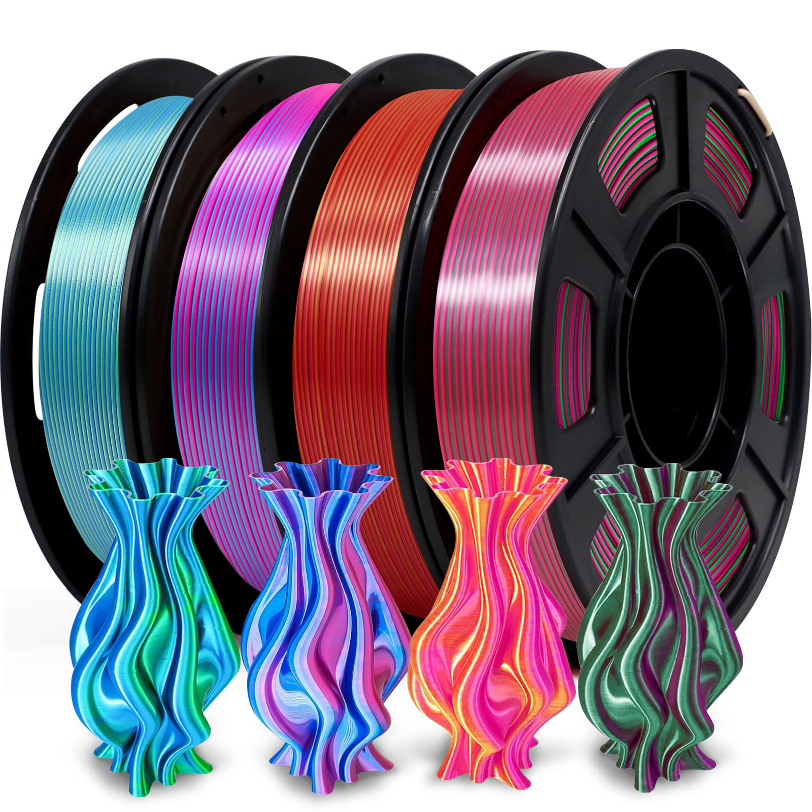 YOUSU Silk Dual Color PLA Filament 3D Filament Coextrusion PLA Multicolor PLA Filament 1.75mm ( 0.03 mm) Compatible with Most of
