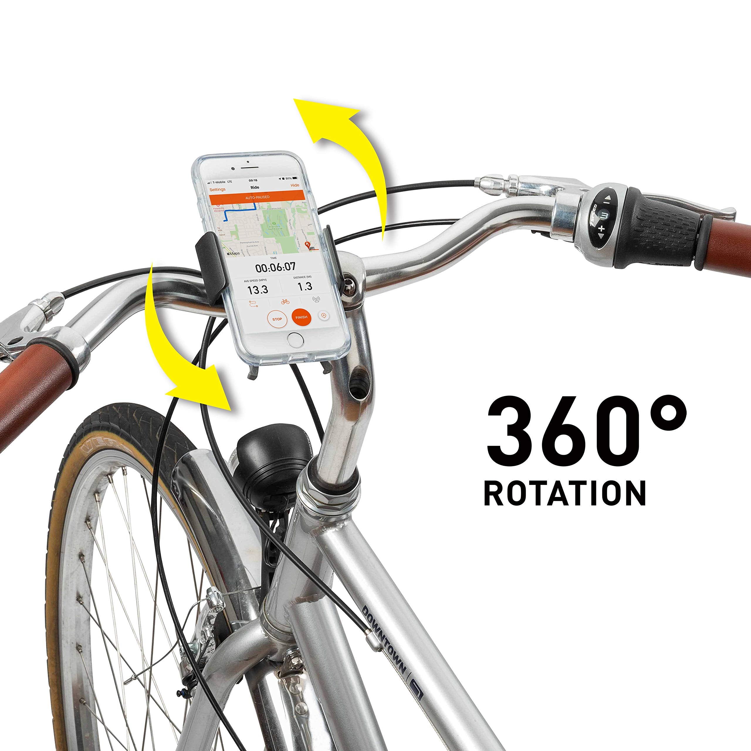 Nite Ize Squeeze Rotating Smartphone Bar Mount - Bike Mount Phone Holder For Handlebars - Phone Holster Accessories - Rotating P