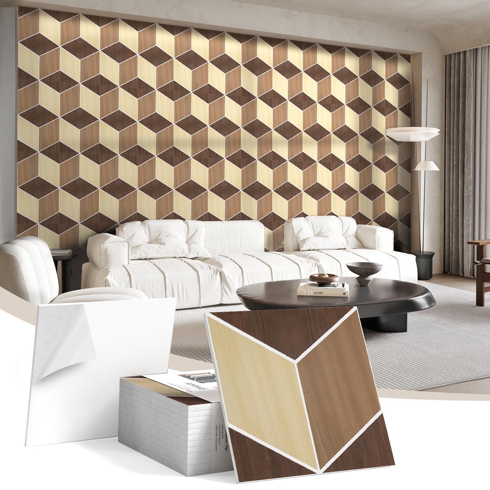 12Pack Acoustic Panels, Self-Adhesive Sound Proof Panels for Walls, Decorative Wood Grain Printing Sound Dampening Panels Sound 