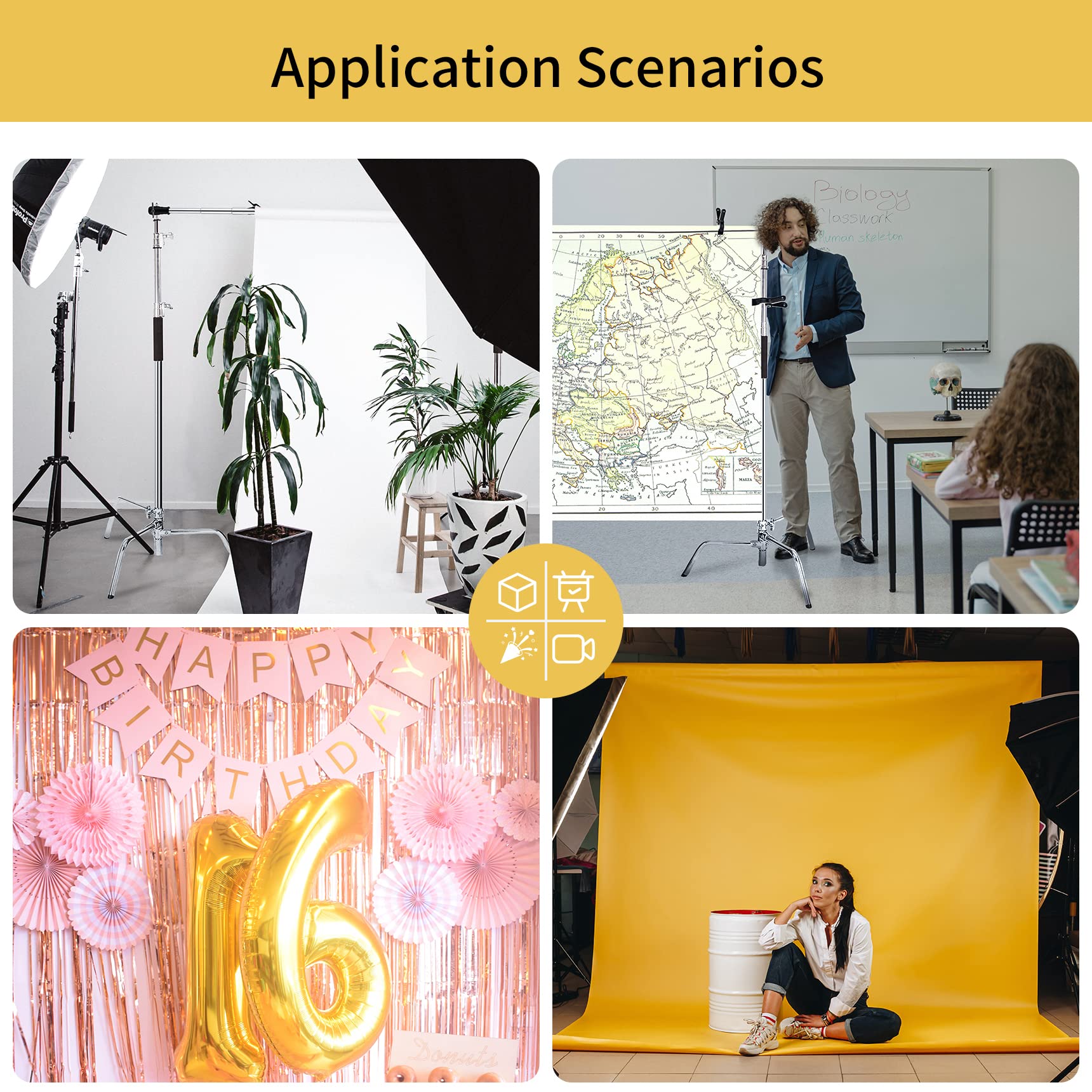 Meking 10X10Ft / 3X3M Photo Backdrop Stand Kit, Heavy Duty Adjustable Photography Background Support System Stand With 2 Sandbag