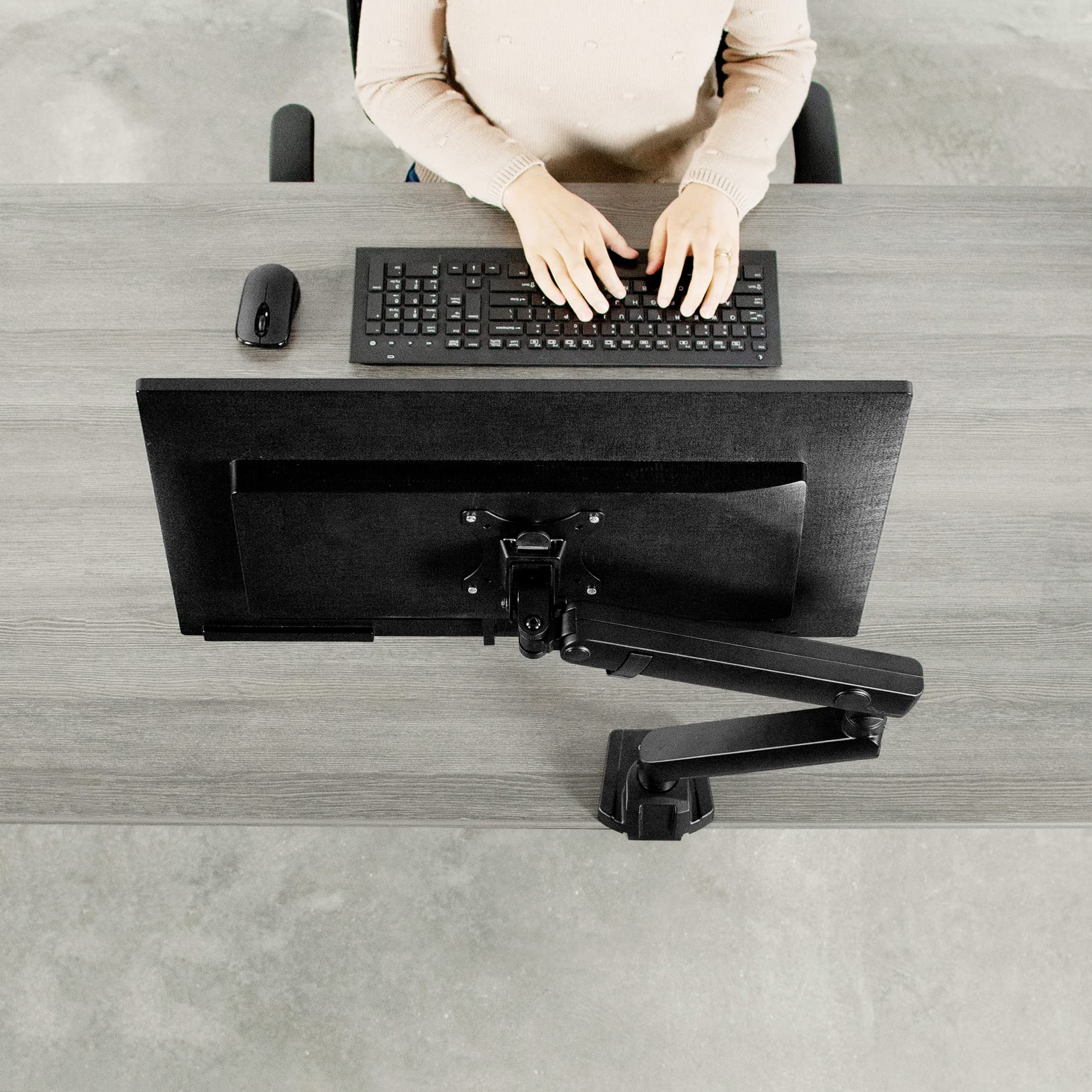 Vivo Premium Aluminum Full Motion Single Monitor Desk Mount Stand With Lift Engine Arm, Fits Screens Up To 32 Inches, Stand V101