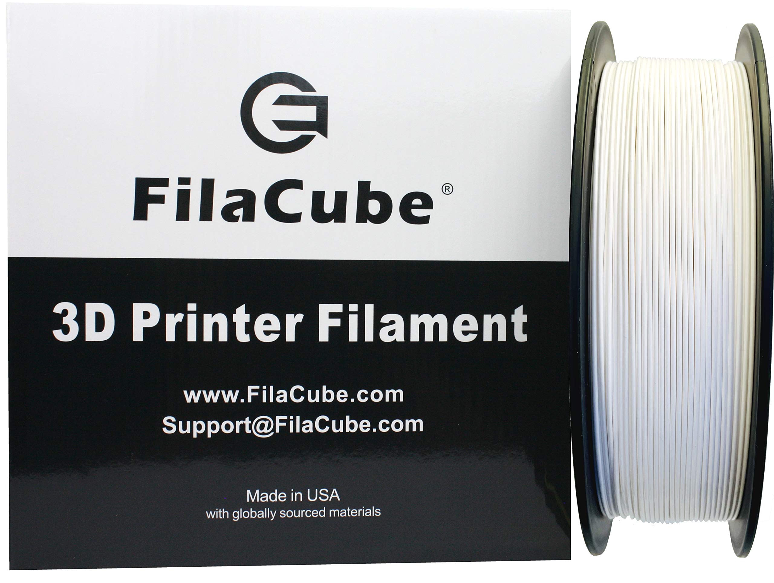 FilaCube PLA 2 Pure White Filament - 1 kg 1.75mm 3D Printer Filament [Made in USA] Real PLA+ Compatible with Ender, Prusa, Monop