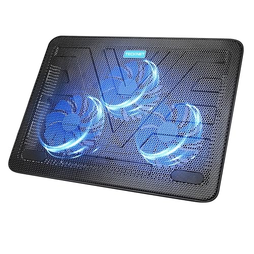 Tecknet Laptop Cooling Pad, Portable Slim Quiet Usb Powered Laptop Notebook Cooler Cooling Pad Stand Chill Mat With 3 Blue Led F