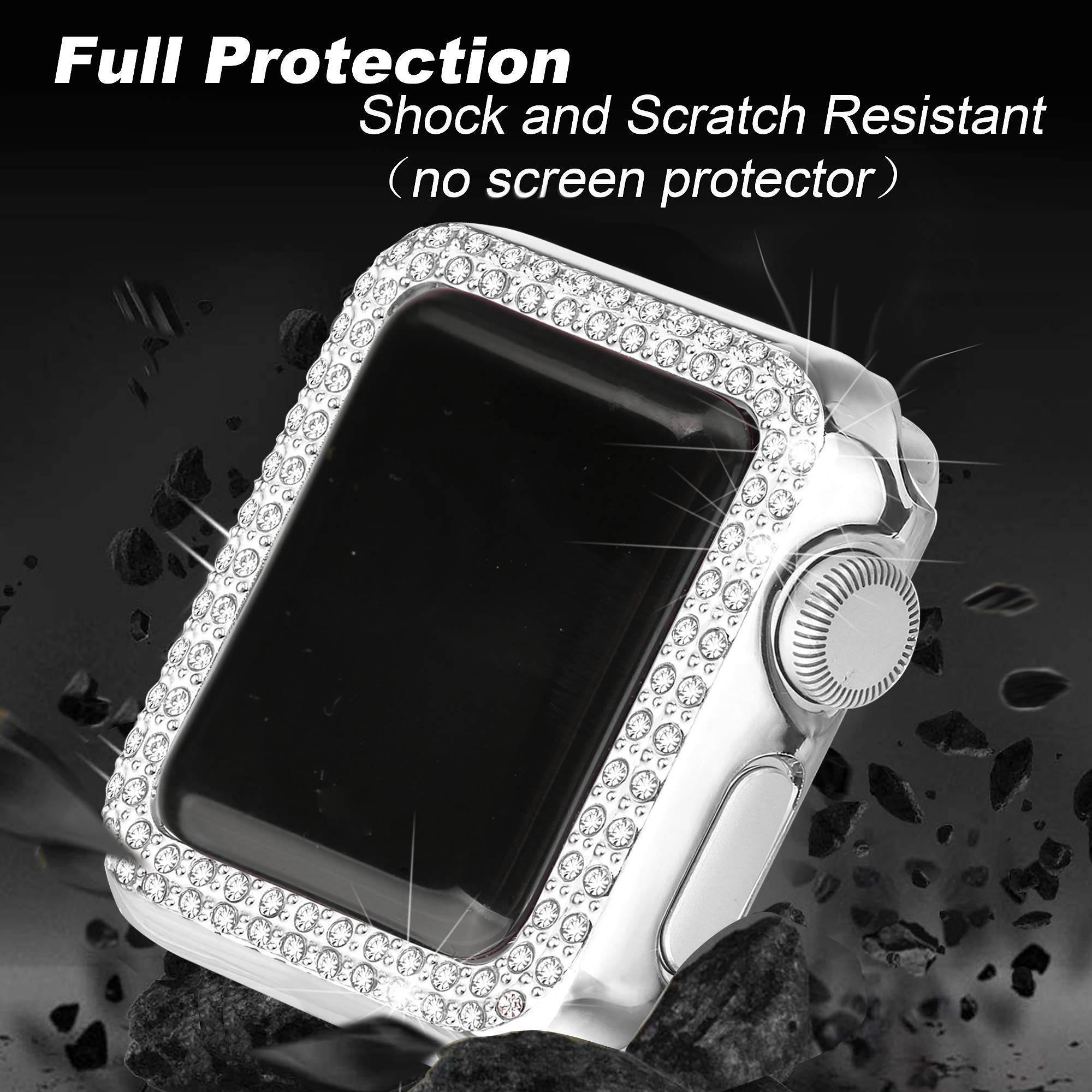 Secbolt Bling Case Compatible With Apple Watch Series 8 Series 7 45Mm, Full Cover Bumper Screen Protector For Iwatch 8/7 (Silver