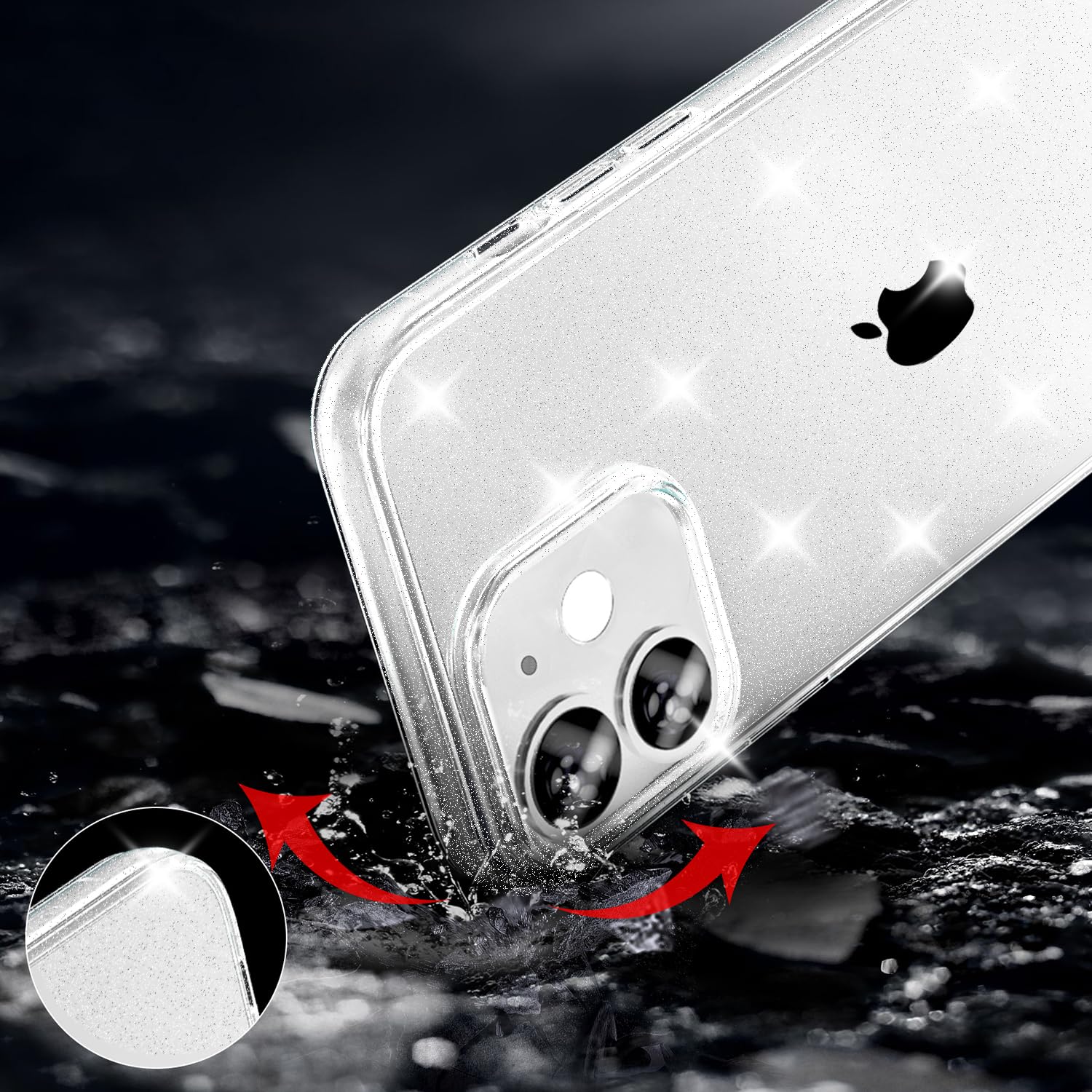 Tenoc Phone Case Compatible With Iphone 12 Mini, Glitter Case Clear Sparkling Protective Bumper Cute Cover For Girls Women