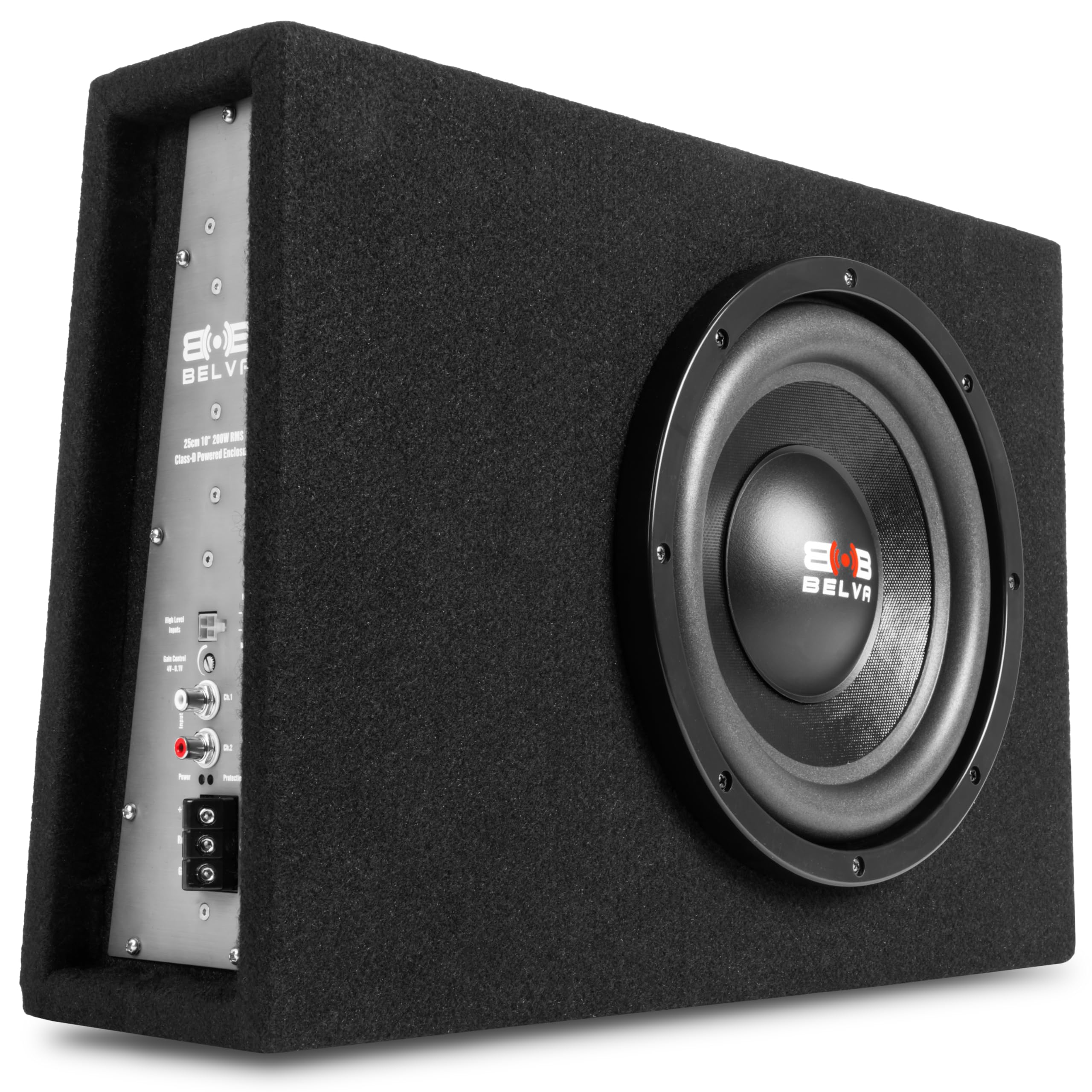 Belva Bpkg10T 600W Peak 10' Shallow Mount Angled Amplified Loaded Subwoofer Enclosure