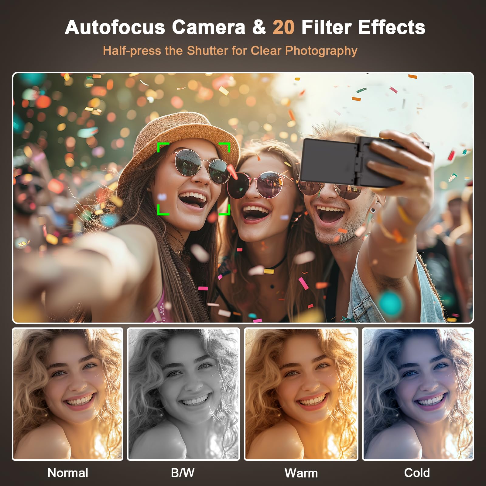 4K Digital Camera For Photography, 48Mp Auto Focus Vlogging Camera For Youtube, 16X Digital Zoom Compact Camera With 3'' 180 Fli