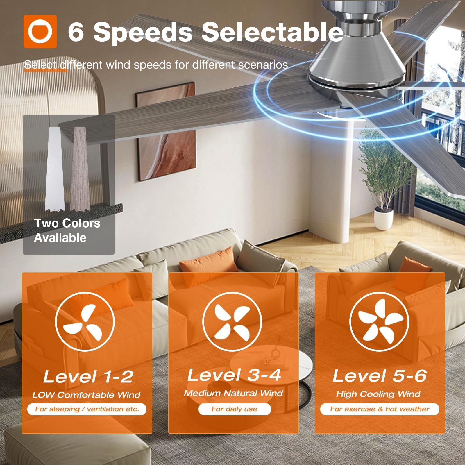 Addlon Ceiling Fans With Lights, 52 Inch Low Profile Ceiling Fan With Light And Remote Control, Flush Mount, Reversible, 3Cct, D