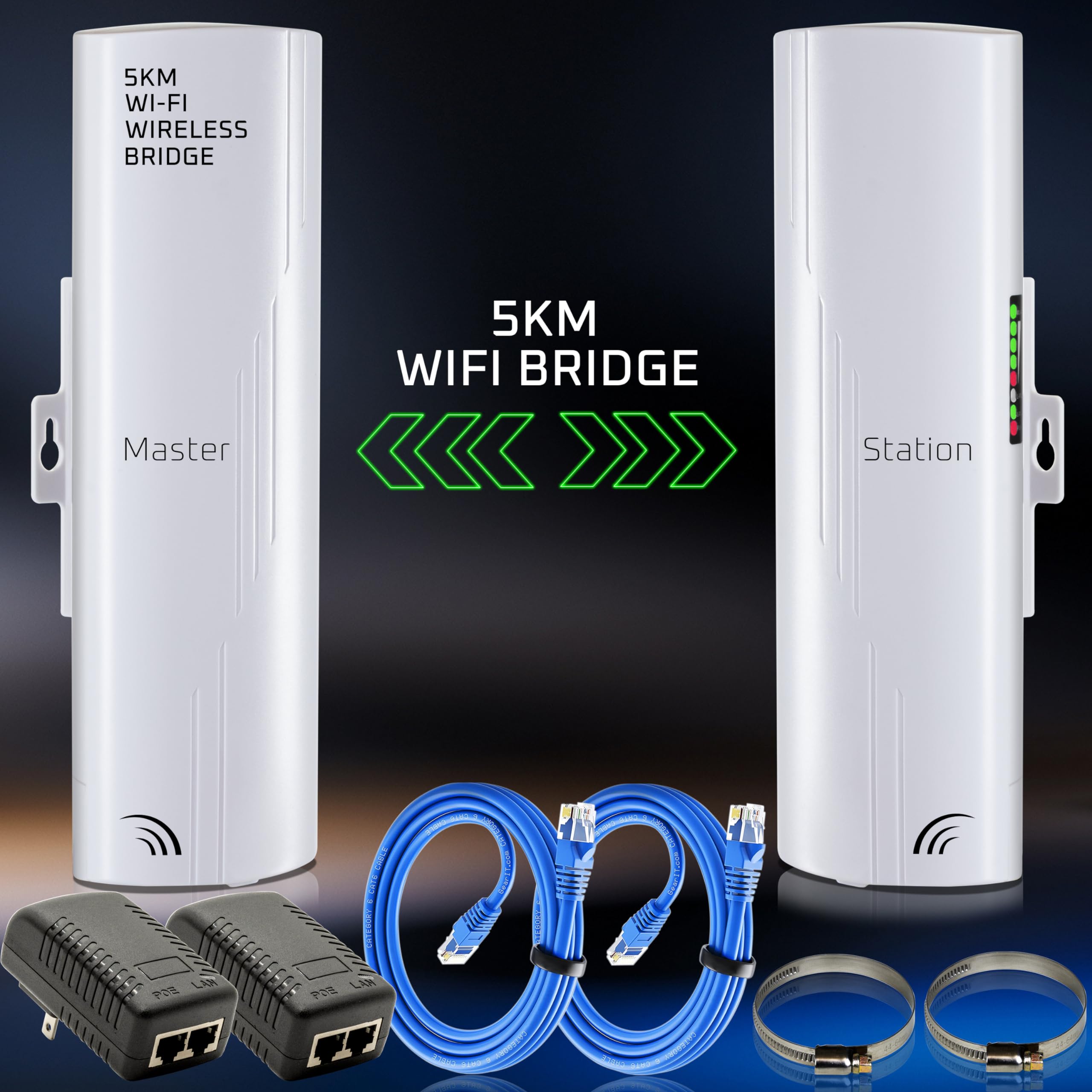 Wireless Bridge Point To Point Outdoor Wifi, Wireless Network Expansion Kit, Long Range High Speed 5G | 2 Units Bridge Kit Compl