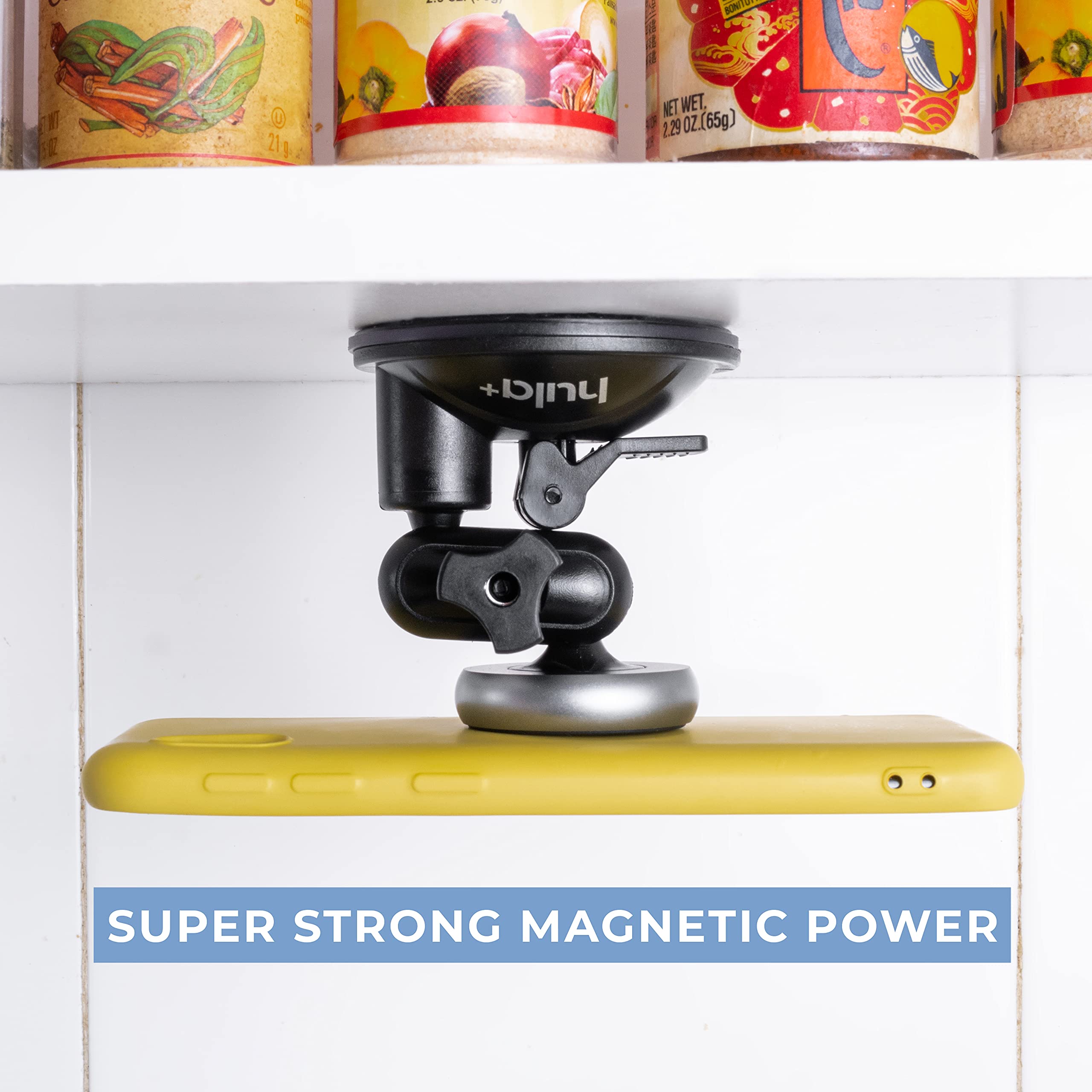 Hula+ Magnet Phone Holder Reusable Stand, Portable Mount For Shower Mirror Kitchen Window & Bathroom Compatible With All Phones,