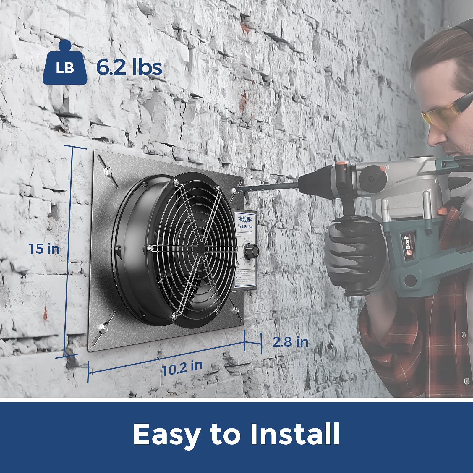 Alorair 540 Cfm Ip 55 Grade Crawlspace Ventilation Fans With Humidistat & Thermostat, 8.7 Inches Basement Vent Fans With Isolati