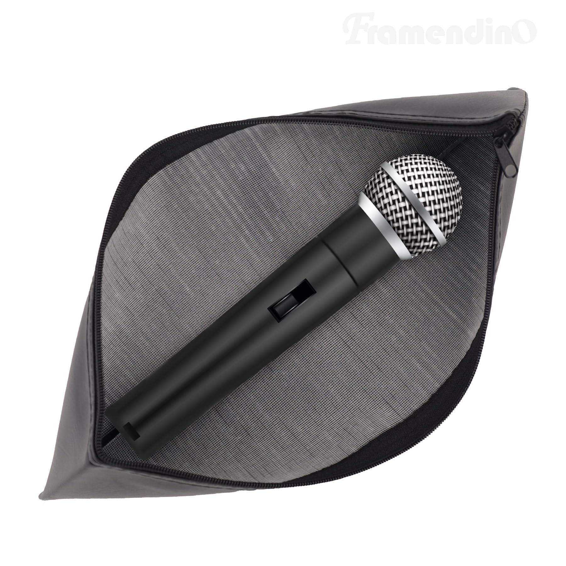 Framendino, 4 Pack Microphone Carry Pouch Case Mic Bag With Zippered Black 12'' X 3.9''