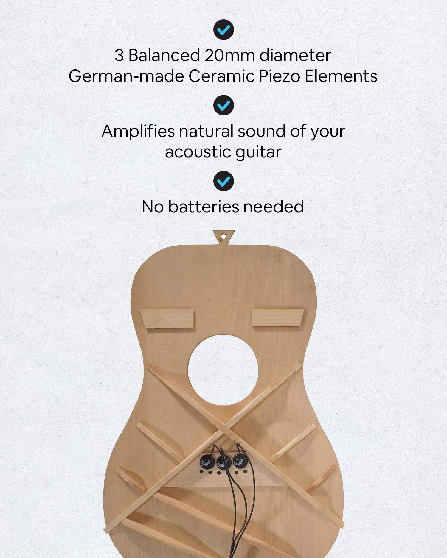 Journey Instruments Passive Piezo Acoustic Pickup   Ep001K Three Balanced German Made Passive Pickup Elements   Piezo Pickup For