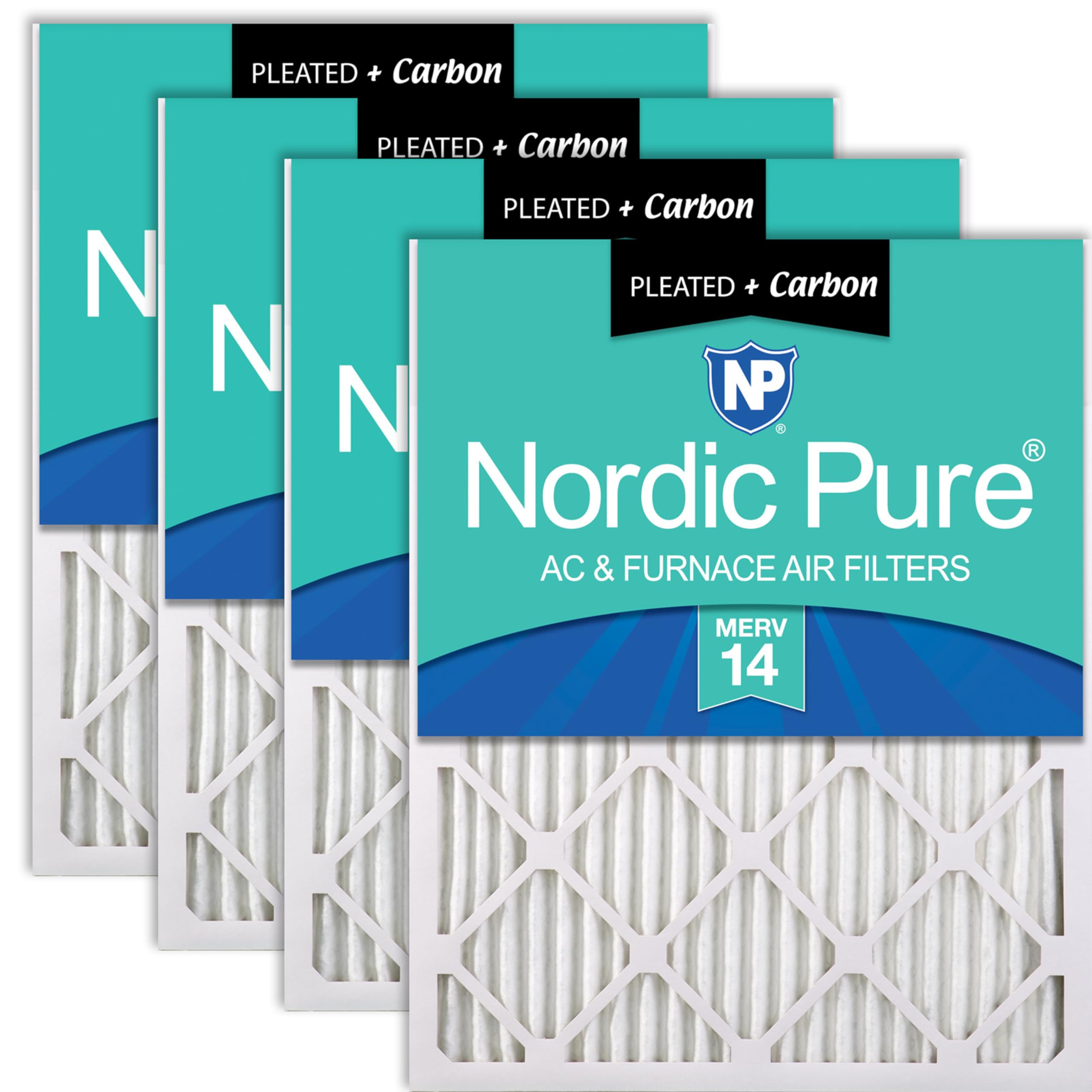 Nordic Pure 12x20x1 (Actual Size: 11 1/2 x 19 1/2 x 3/4) Pleated Air Filters MERV 14 Plus Carbon 4 Pack