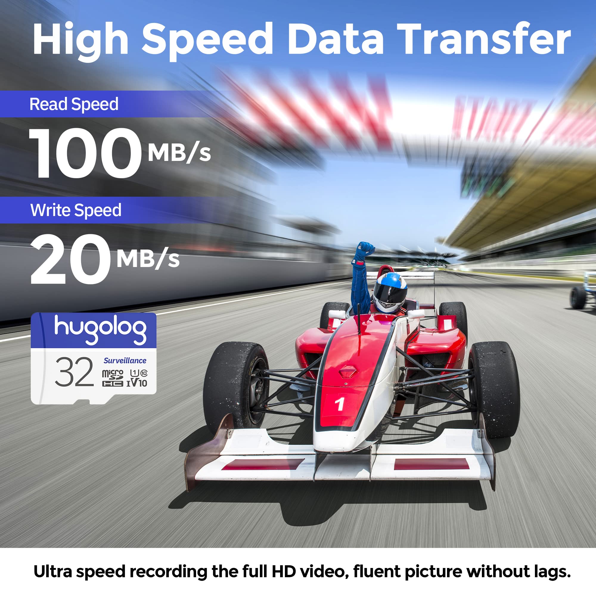 Hugolog 32Gb Micro Sd Card, Microsdxc Uhs I Memory Card For Laview Camera   100Mb/S, 667X, U1, Class10, Fhd Video V10, A1, Fat32