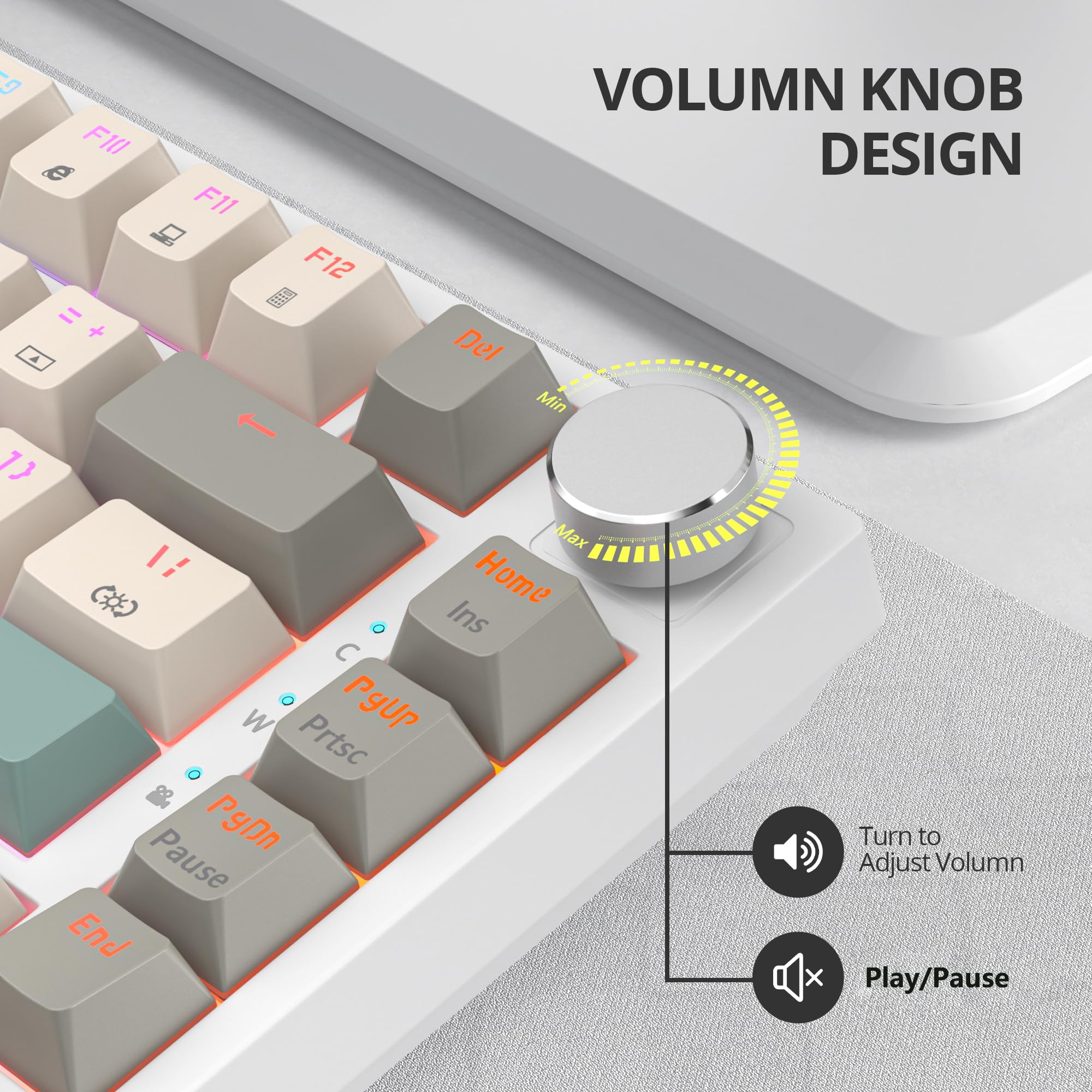 75% Wired Keyboard With Knob, 75 Percent Gaming Keyboard Hot Swappable Gasket Mount,Red Switch,Rgb Backlit 82 Keys Tkl Mechanica