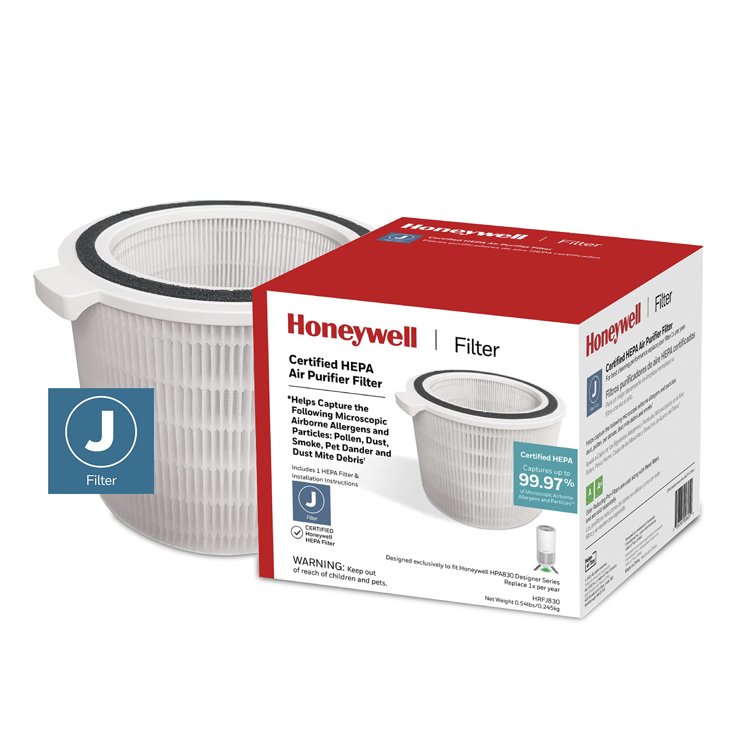 Honeywell HEPA Air Purifier Filter. Air Filter for Airborne Allergens, Wildfire, Smoke, Dust, Pet Dander, Pollen & More. 1 Pack