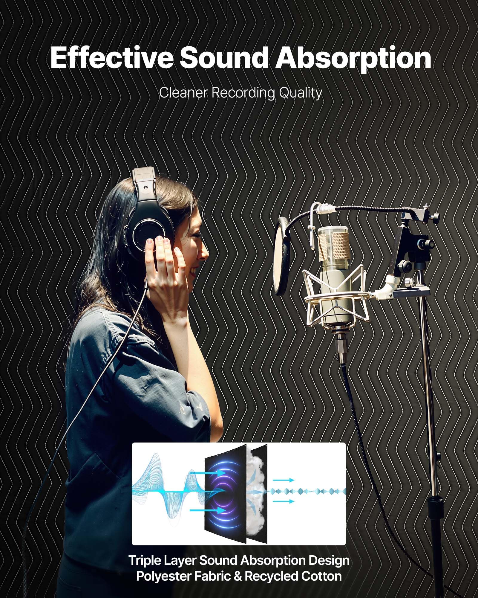 Vevor 2 Pcs Sound Dampening Blankets, Soundproof Curtains With 96 X 80 In, Soundproof Blanket With Grommets, Studio Grommeted Bl