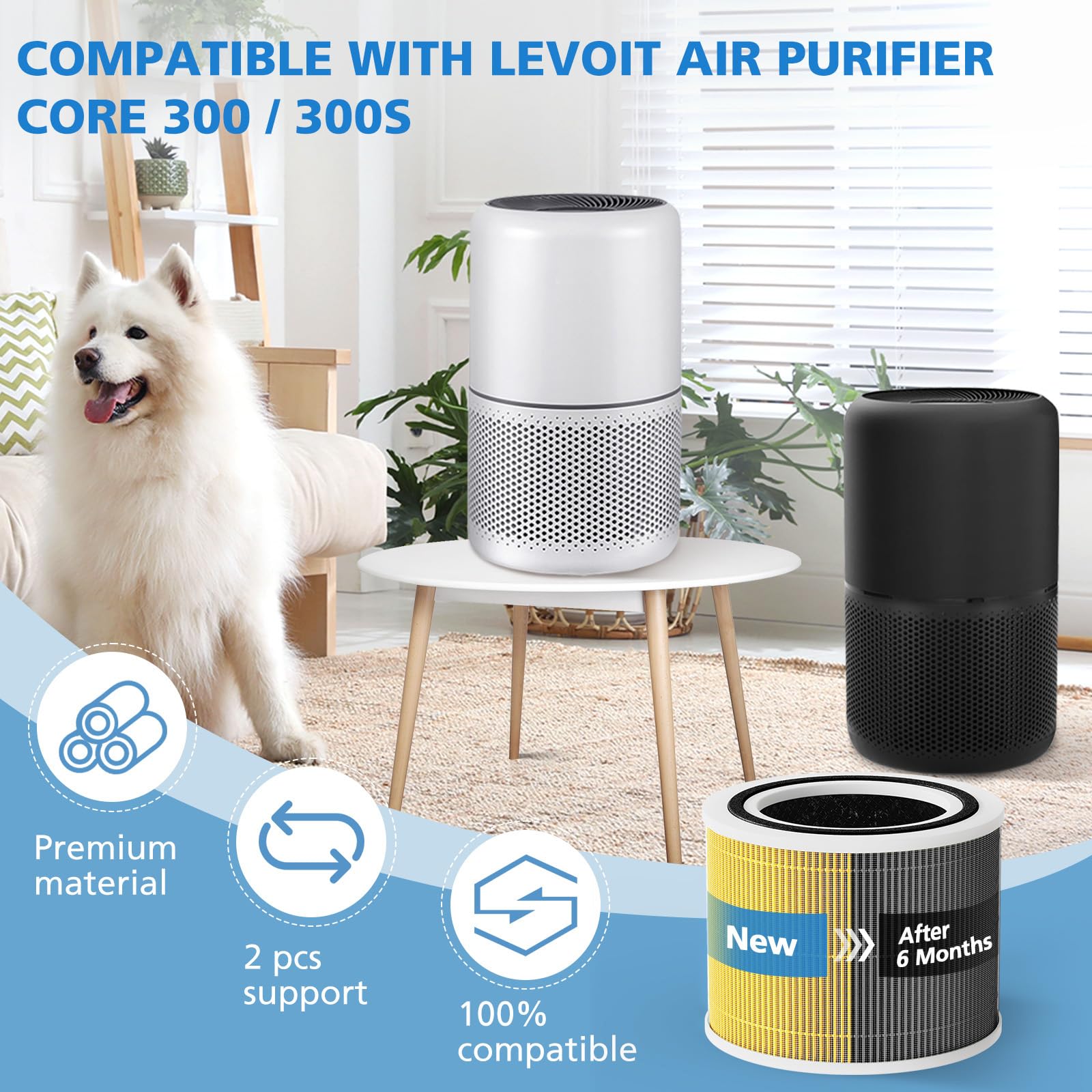 Core 300 Replacement Filt Er Compatible With Levoit Core 300 Core 300S P Air Purifi Er, 3 In 1 True Hepa Pet Care Core 300 Rf Pa