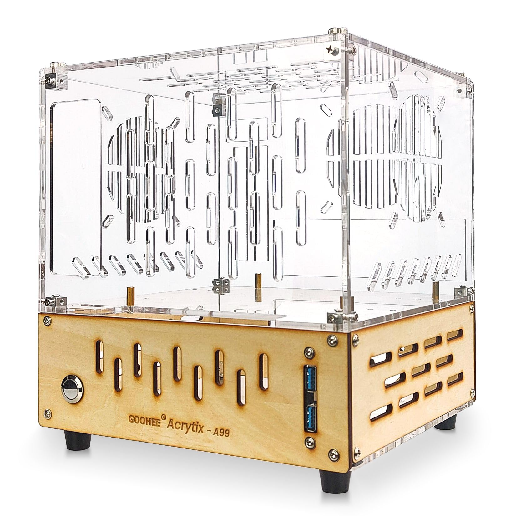 Goohee Mini Itx Pc Case   Premium Clear Arcylic And Wood Pc Case   Unique Small Gaming Pc Case   Mini Itx Computer Case With Exc