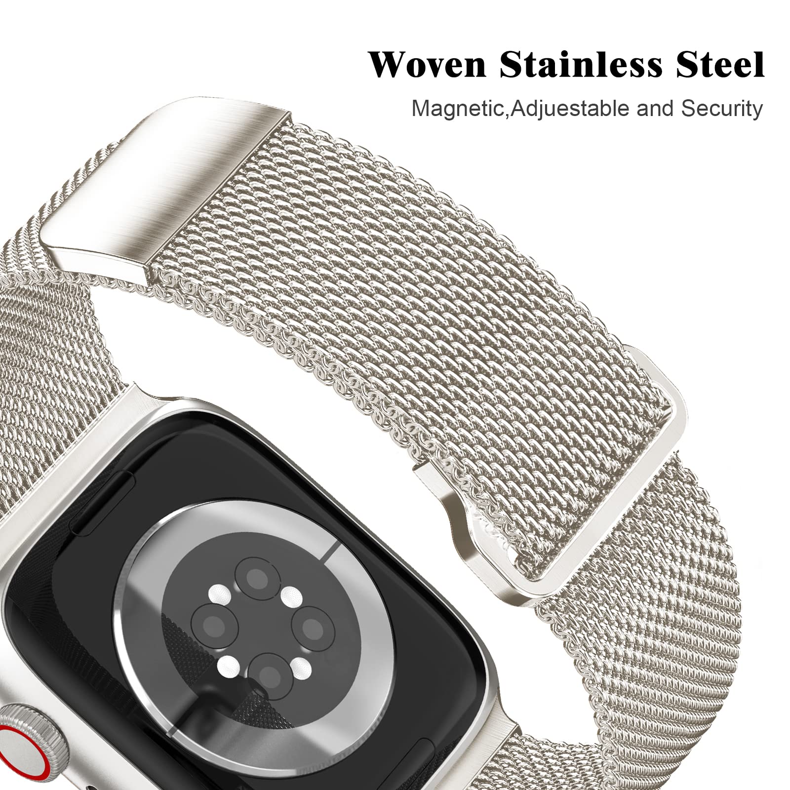 Geoumy Metal Magnetic Bands Compatible For Apple Watch Band 38Mm With Case, Stainless Steel Milanese Mesh Loop Replacement Strap