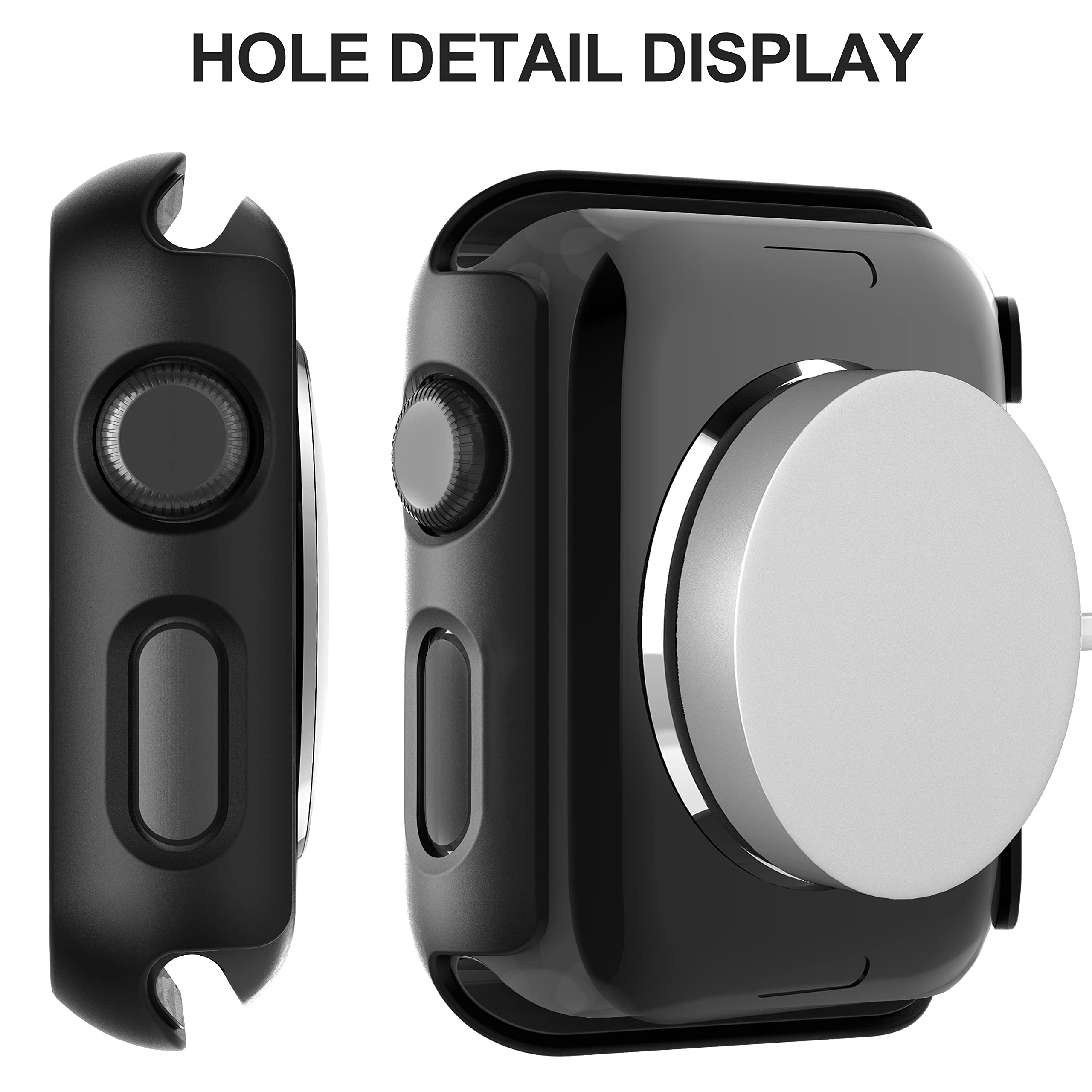 Diruite 2 Pack For Apple Watch Series 3/2/1 38Mm Tempered Glass Screen Protector Case, Black