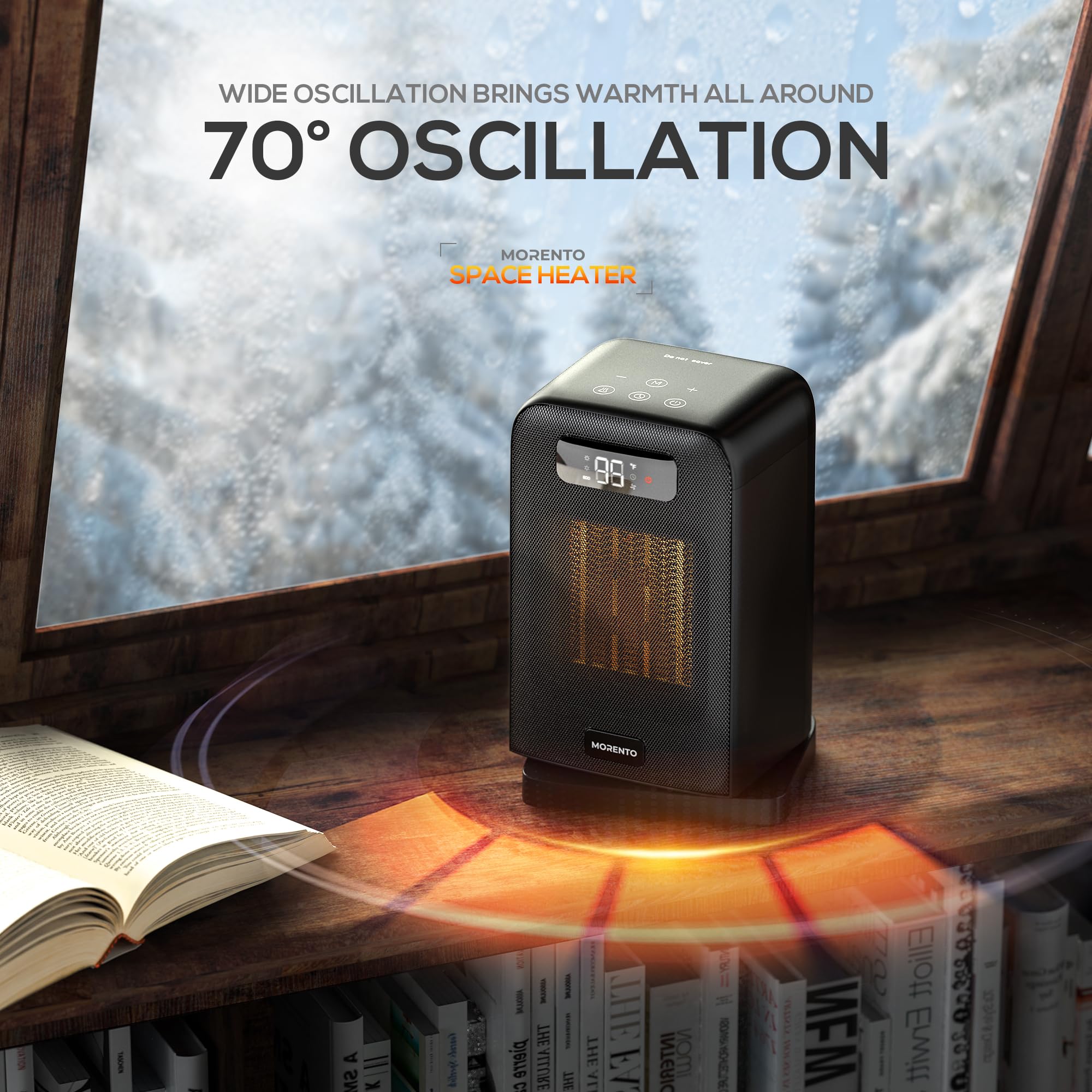 Morento Space Heaters For Indoor Use, 1500W Electric Heater, Desk Heater With Heating And Fan Modes In Office With Thermostat, S