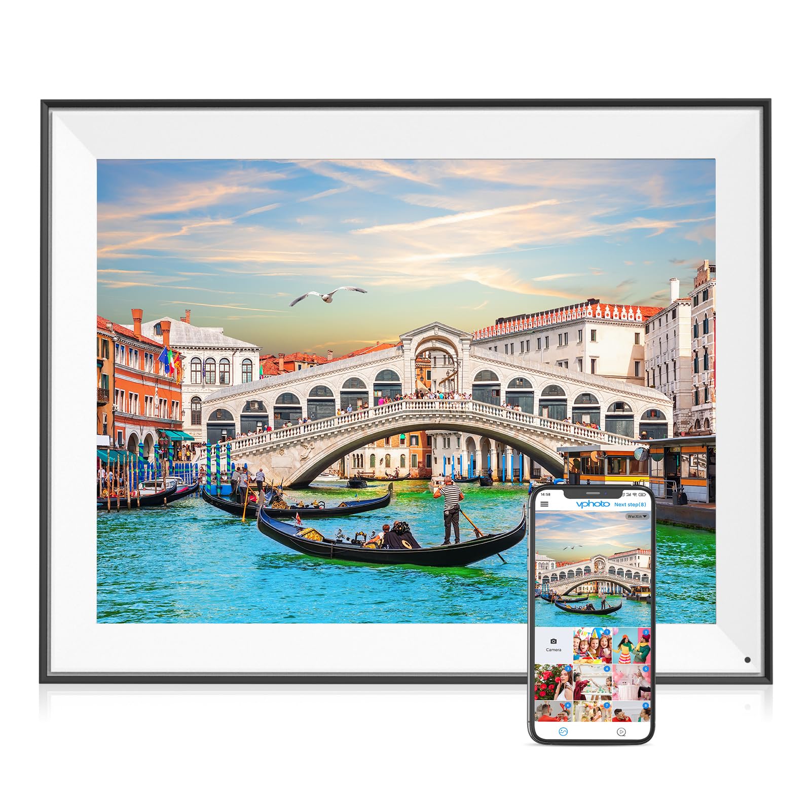 17'' Digital Picture Frame Large Digital Photo Frame   Touch Screen, Light Sensor, Full Function, Load Photo Video From Phone To