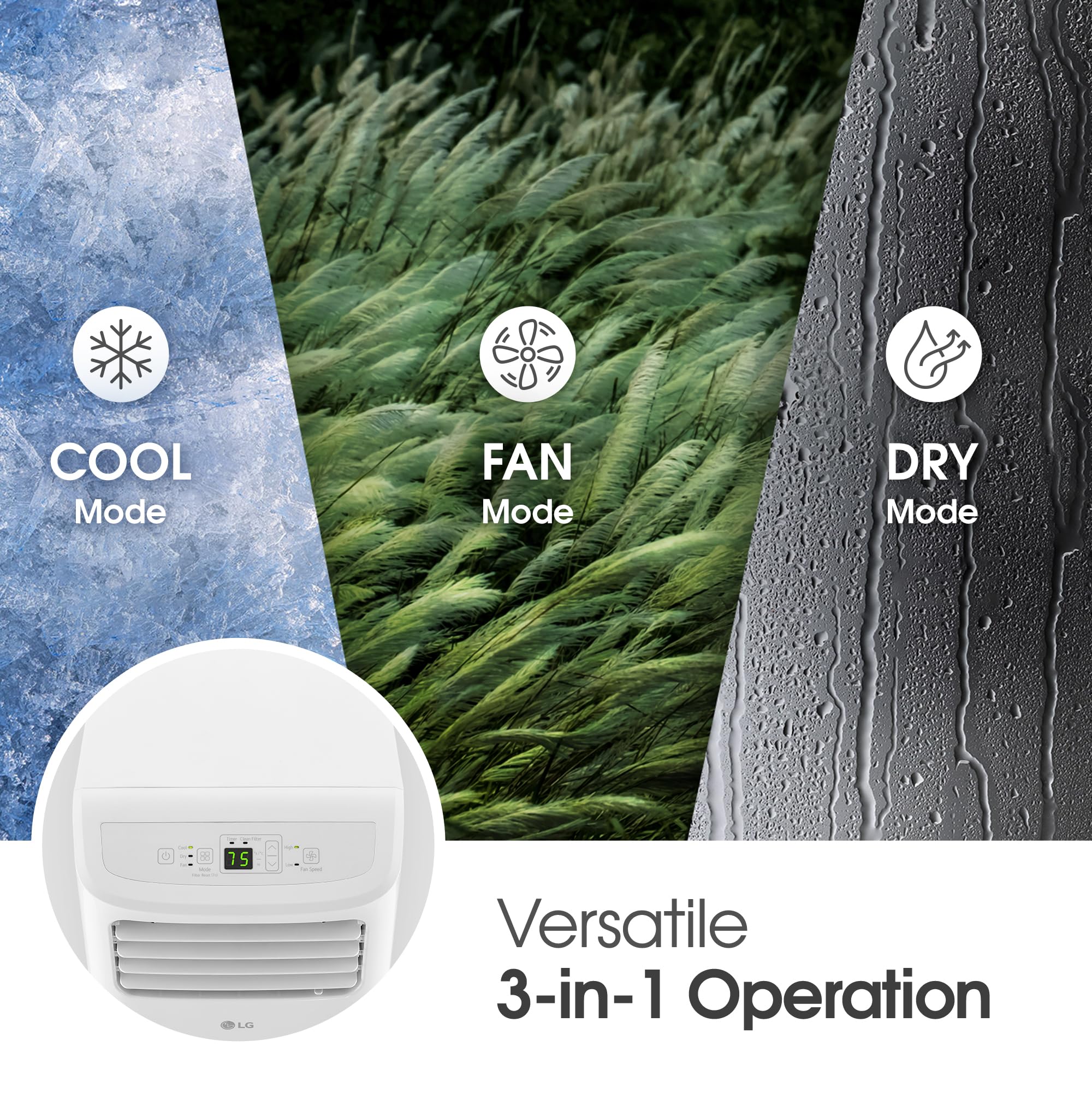 Lg Lp0624Wfr Portable Air Conditioner W/Remote, Cools 250 Sq.Ft, Quiet Operation, 115V, 6,000 Btu (9700 Ashrae), White