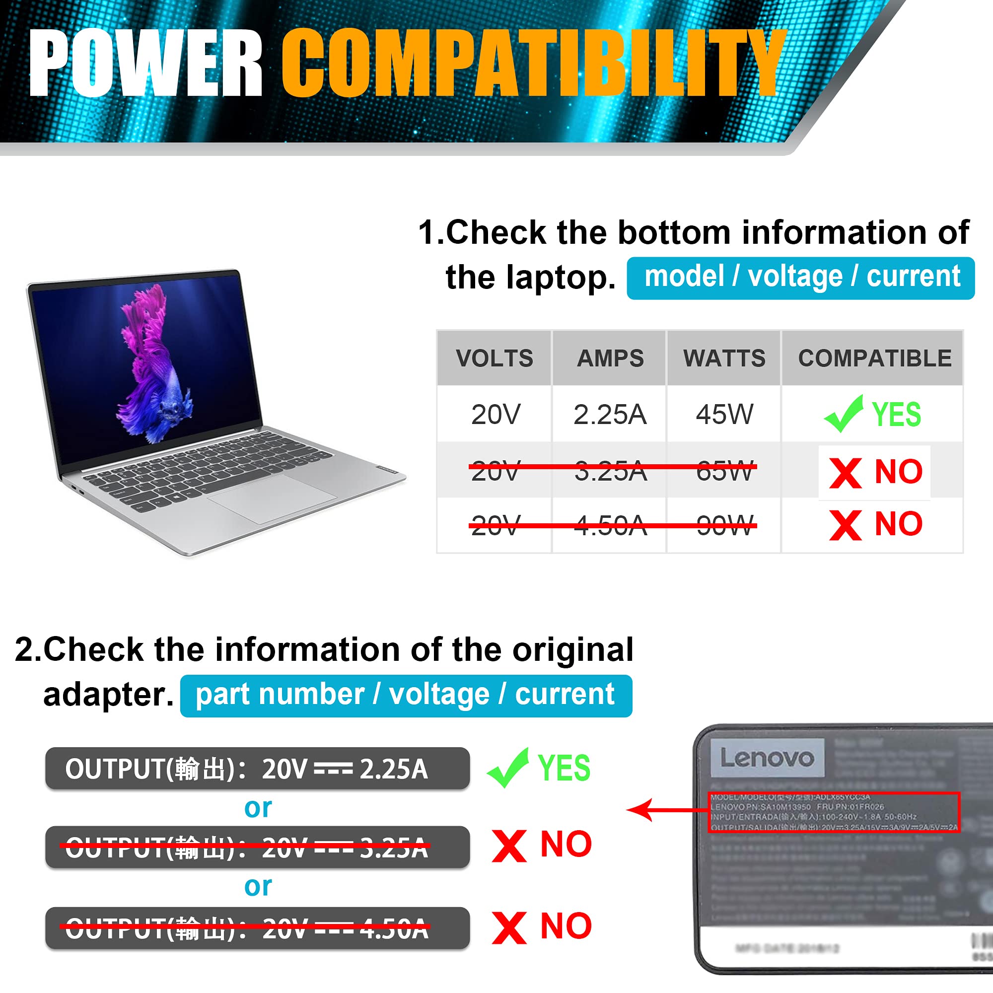 Chromebook Charger Replacement 45W Usb C For Dell Hp Lenovo Asus Acer Google Chromebook Fast Charging Type C Travel Laptop Power Adapter