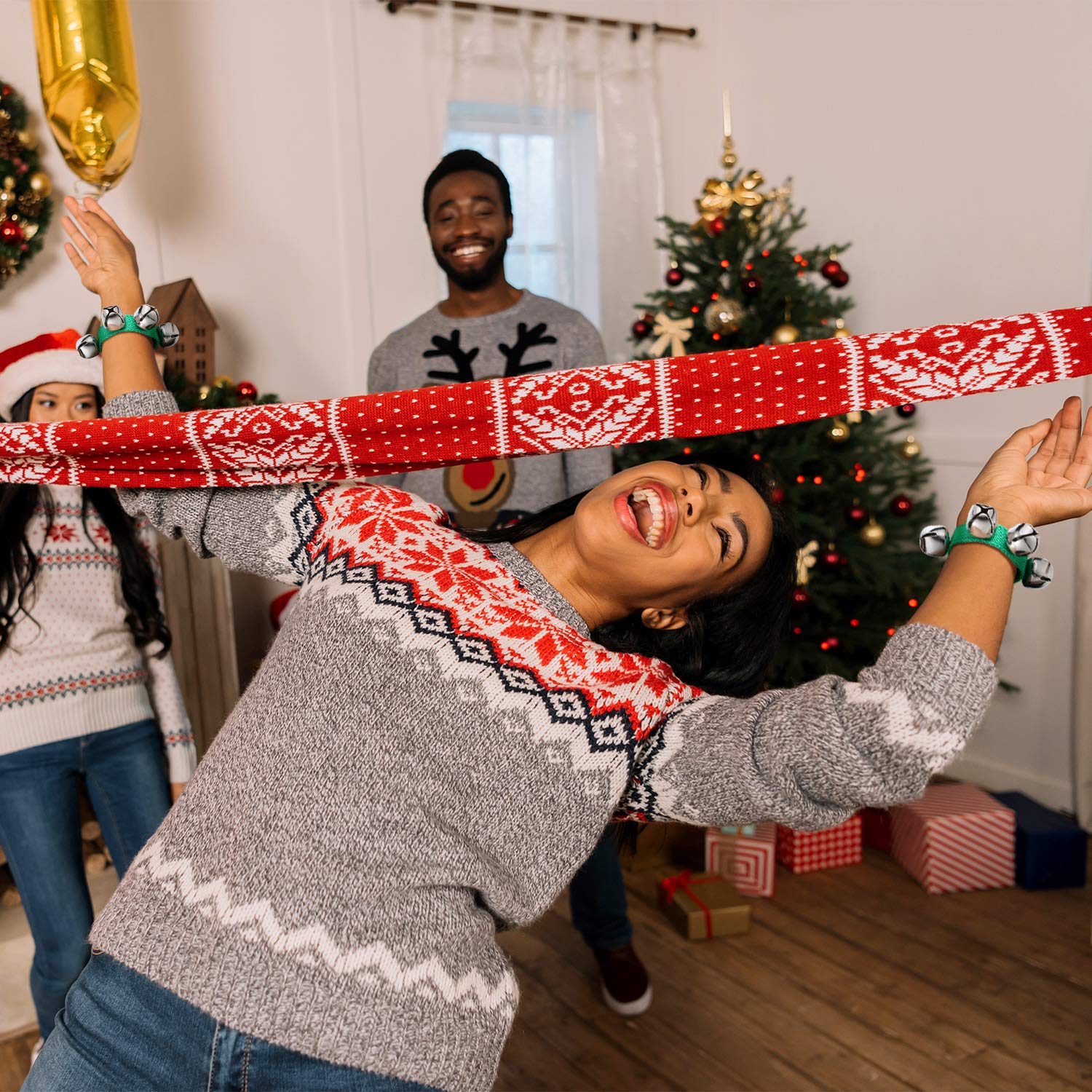 6 Pieces Christmas Band Wrist Bells Bracelets Musical Ankle Bells Instrument Percussion Rhythm For Christmas Party Favors Festiv