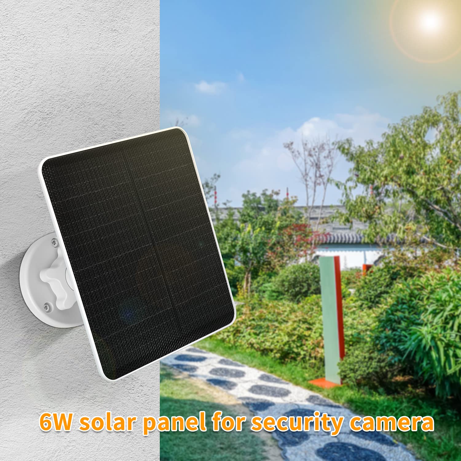 6W Solar Panel For Wyze Cam Outdoor,Compatible With Rechargeable Battery Powered Surveillance Camera, Micro Usb Solar Panel For