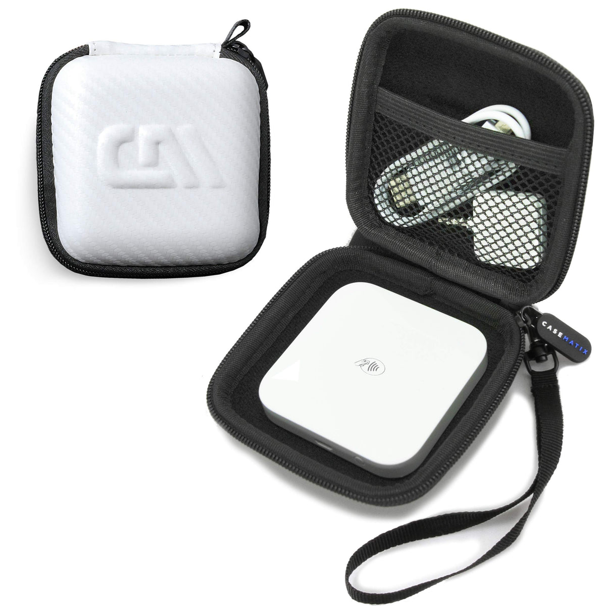 Casematix White Carry Case Compatible With Square Contactless And Chip Reader Portable Credit Card Scanner, Includes Case Only