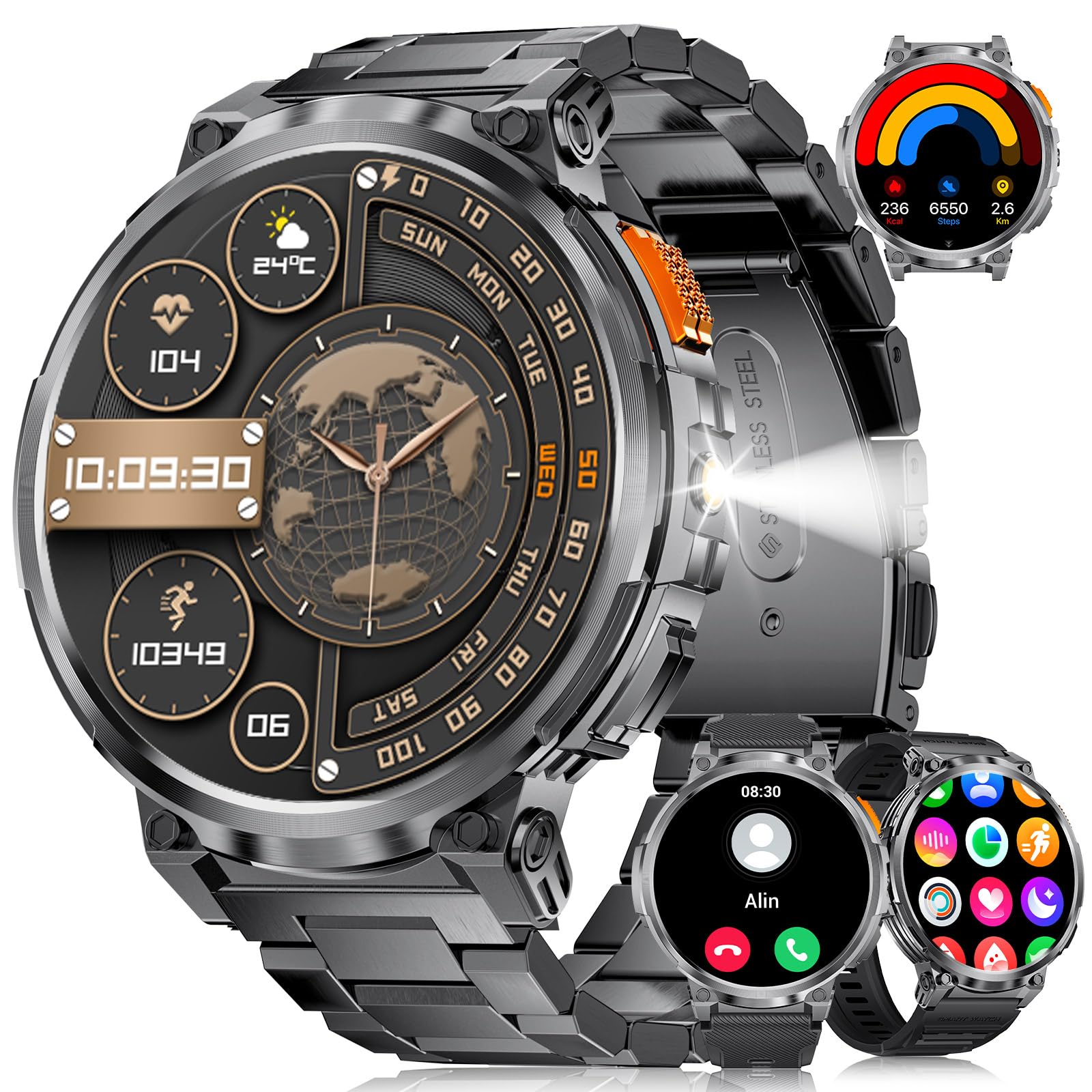 Lige Smart Watches For Men With 1.85 '' Screen, 730Mah Battery Fitness Tracker With Flashlight/Make/Answer Call/120Sports Mode/S