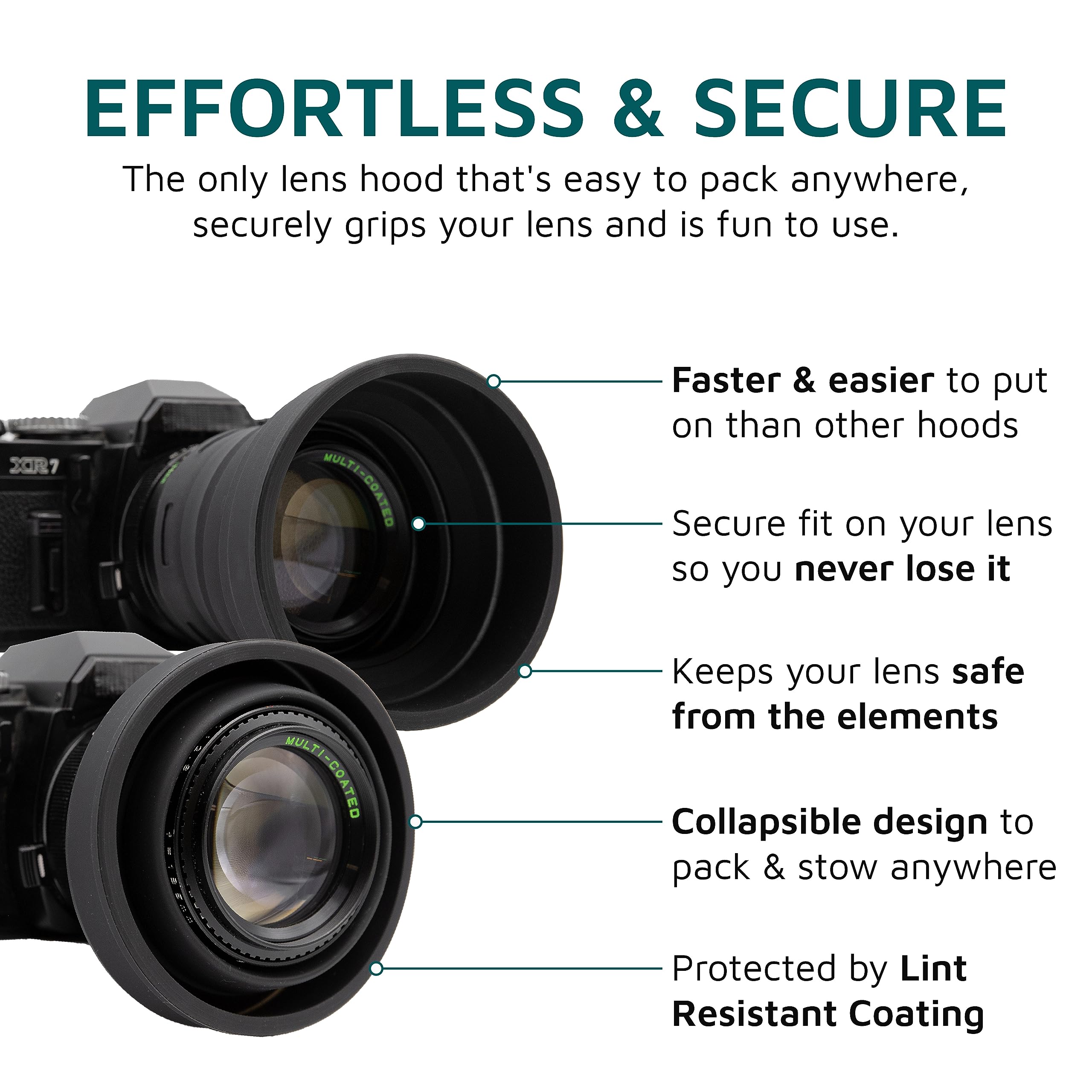 Kuvrd   Universal Lens Hood (M|72)   Fits 99% Of Lenses, Element Proof, Lifetime Coverage, Fits 72Mm 112Mm, Single Lens Hood   (