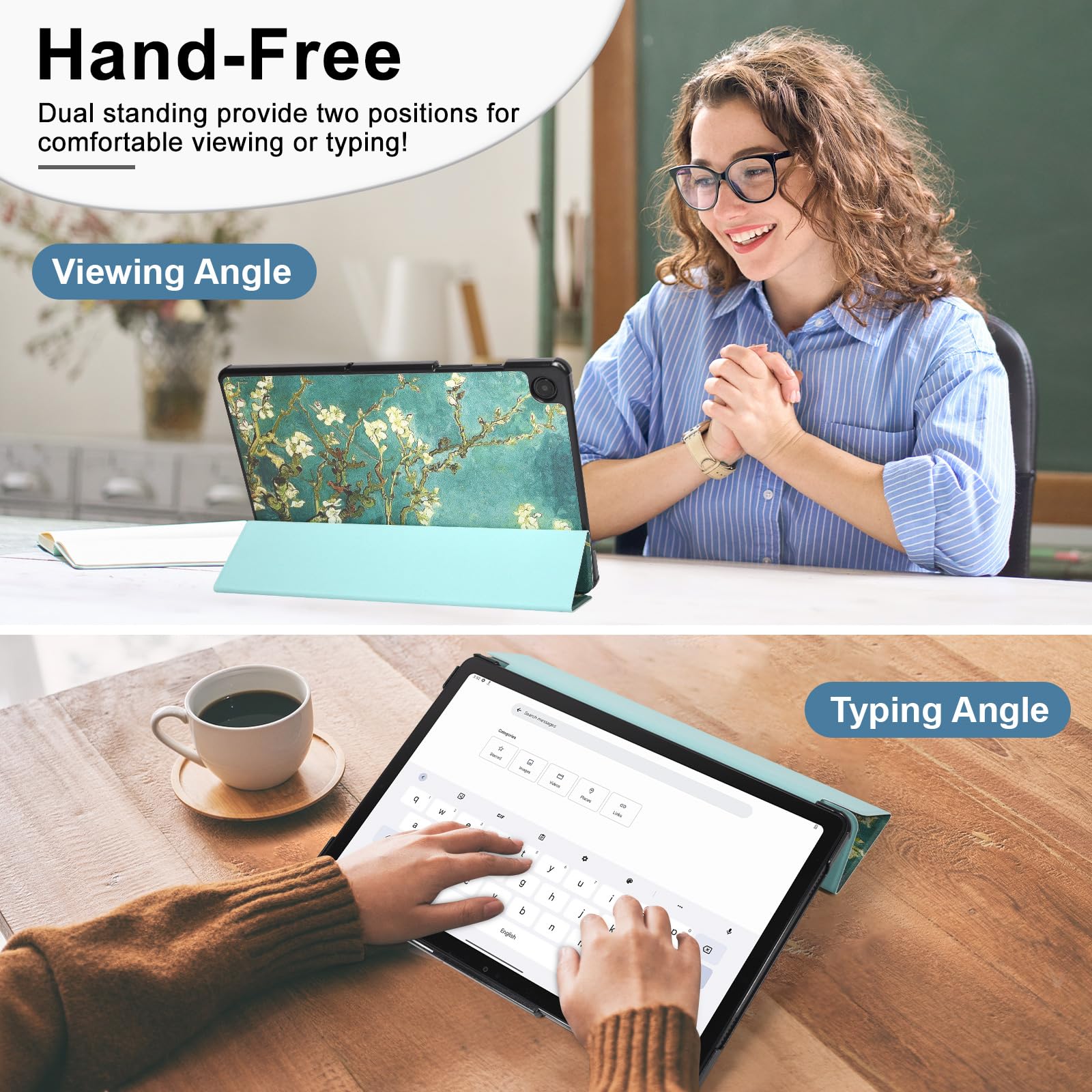 Caweet Case For Samsung Galaxy Tab A9+ / A9 Plus 11 Inch 2023, Ultra Slim Lightweight Hard Back Shell Tri Fold Stand Cover With