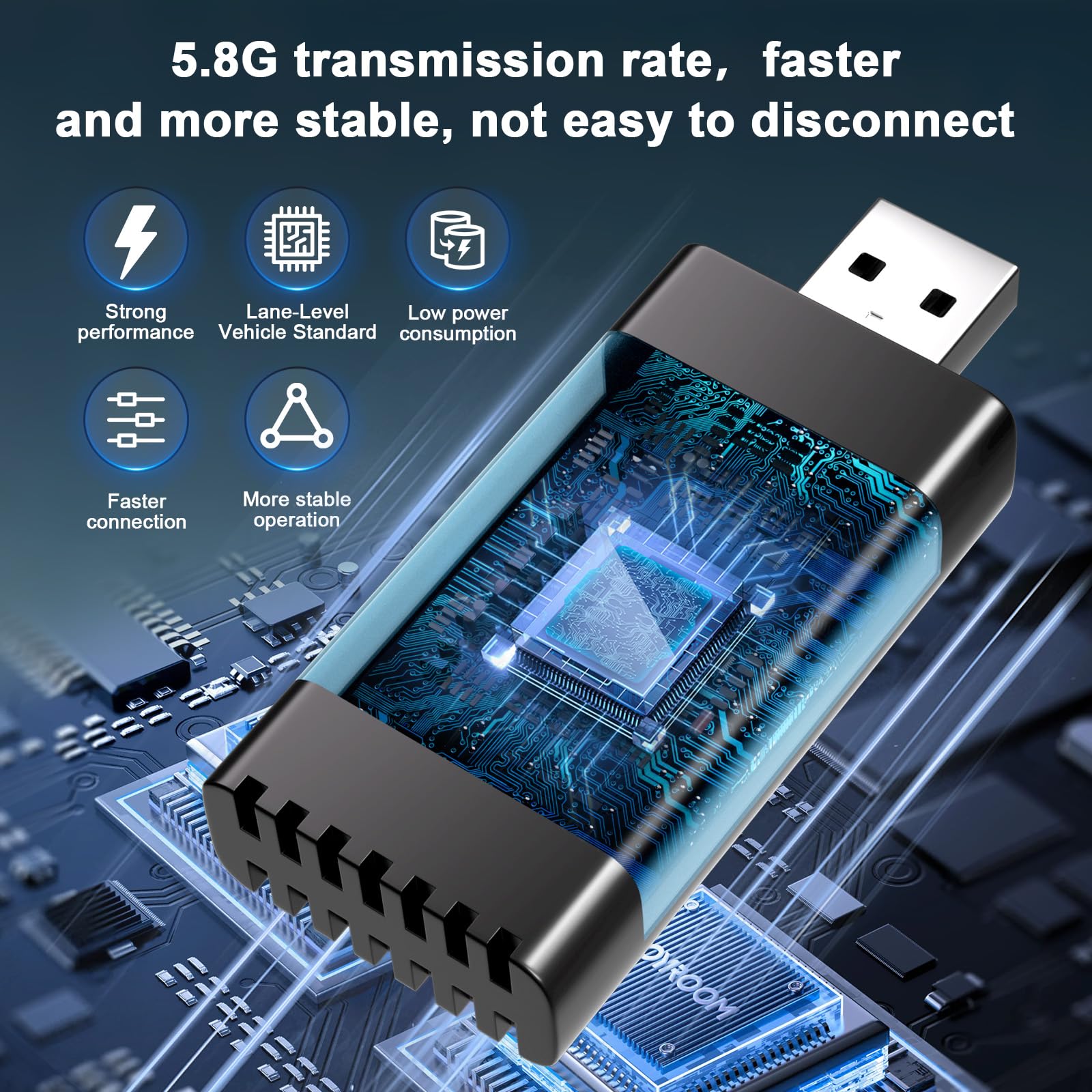 Aussen Wireless Carplay Adapter, Apple Carplay Wireless Adapter Plug And Play Dual Core Chip 5.8Ghz Wifi No Lag Dongle Auto Connection Wireless Carplay For Wired Carplay Models Above 2016