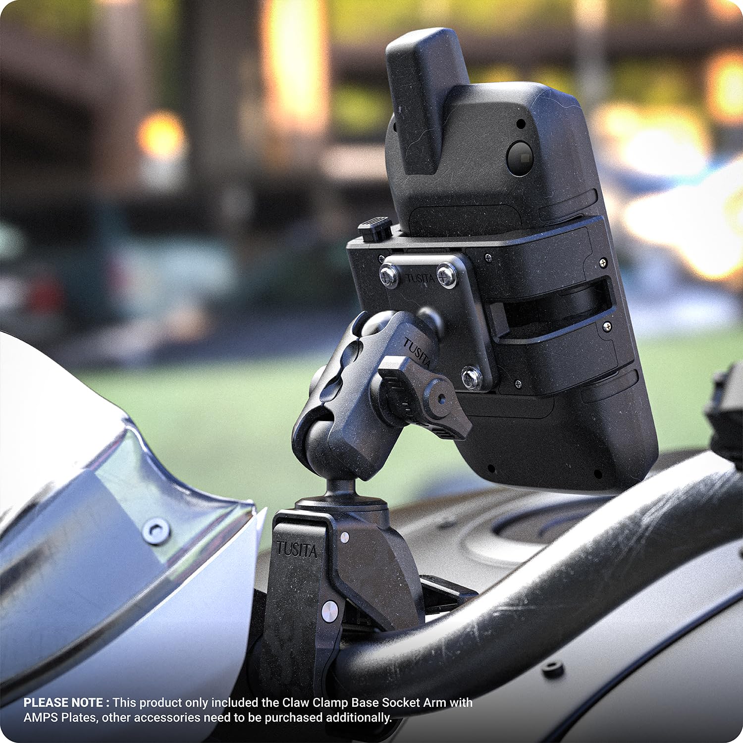 Tusita Motorcycle Atv/Utv Mount Compatible With Garmin Montana, Zumo Xt   Claw Clamp Base