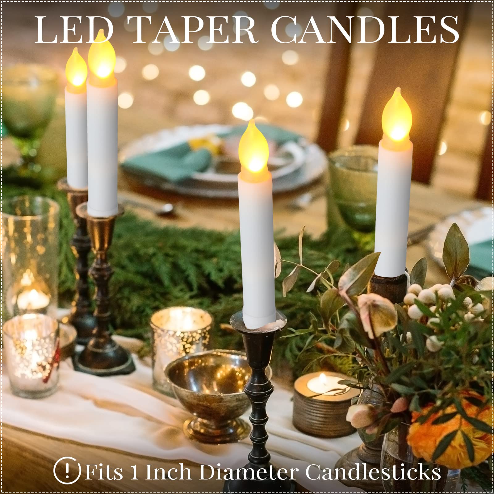 Macarrie 60 Pcs Flameless Led Taper Candle Battery Operated Candle Flickering Led Candle With Warm Light For Church Christmas, B