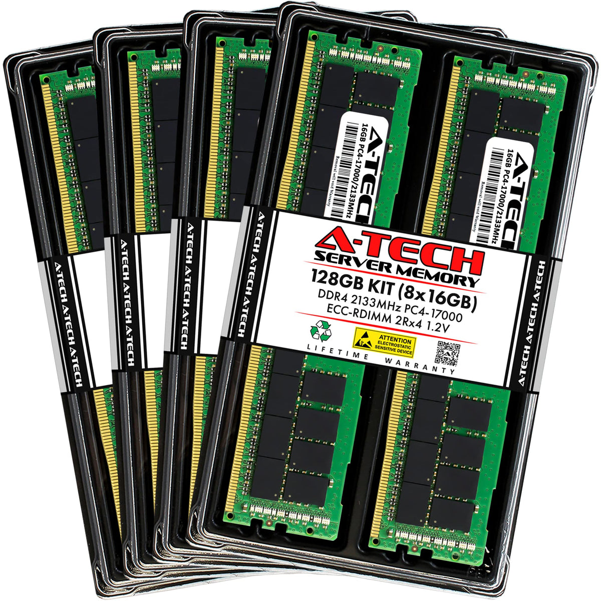 A Tech 128Gb Kit (8X16Gb) Ddr4 2133Mhz Pc4 17000 Ecc Rdimm 2Rx4 1.2V Dual Rank Ecc Registered Dimm 288 Pin Server & Workstation