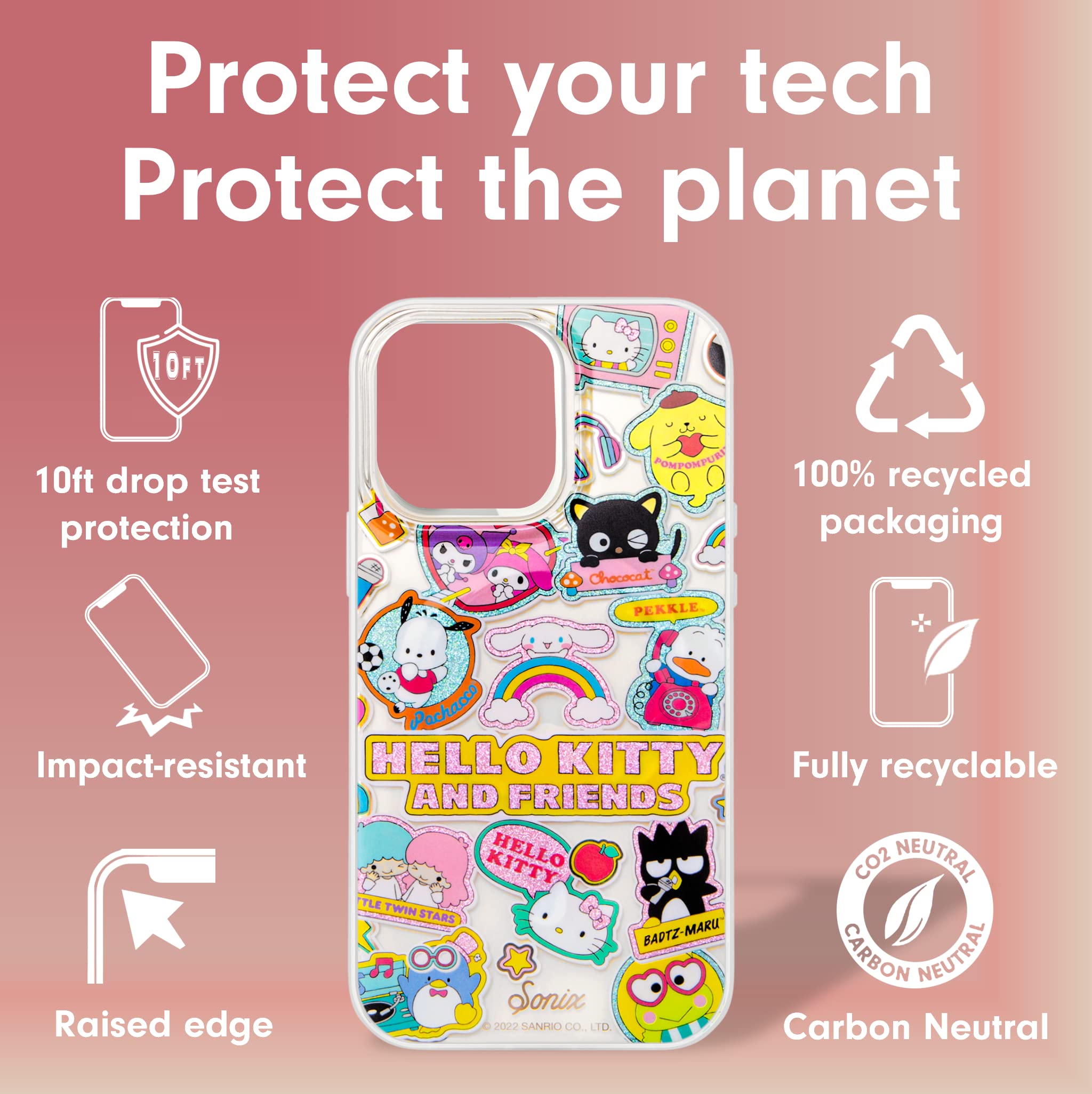 Sonix X Sanrio Case For Iphone 14 Pro | Compatible With Magsafe | 10Ft Drop Tested | Hello Kitty And Friends Stickers